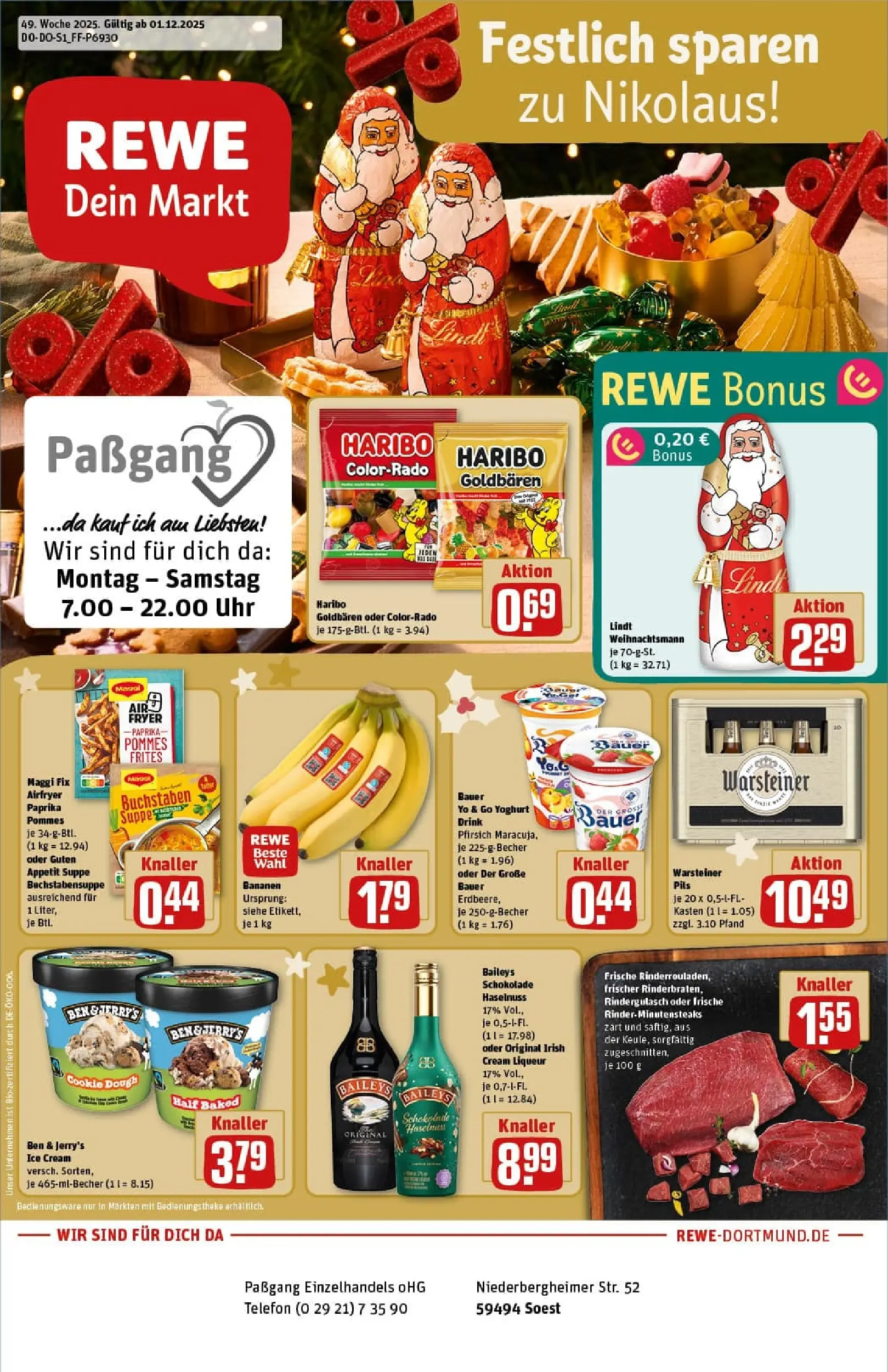 REWE Prospekt ab 01.12.2025 zum Blättern » Angebote | Seite: 1 | Produkte: Maggi, Pommes frites, Telefon, Uhr