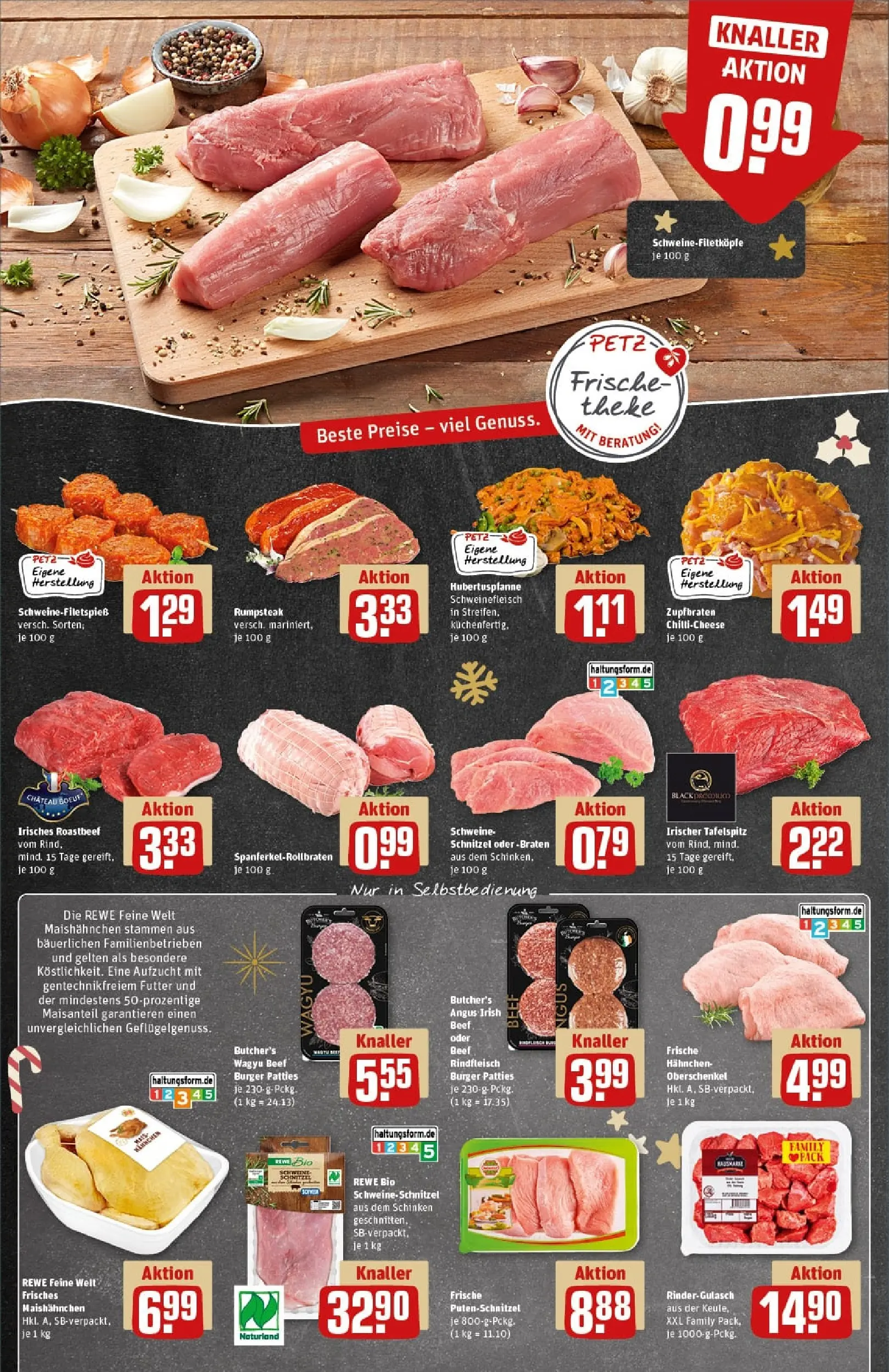 REWE Prospekt ab 01.12.2025 zum Blättern » Angebote | Seite: 10 | Produkte: Nackensteaks, Schnitzel, Fleisch, Frischkase