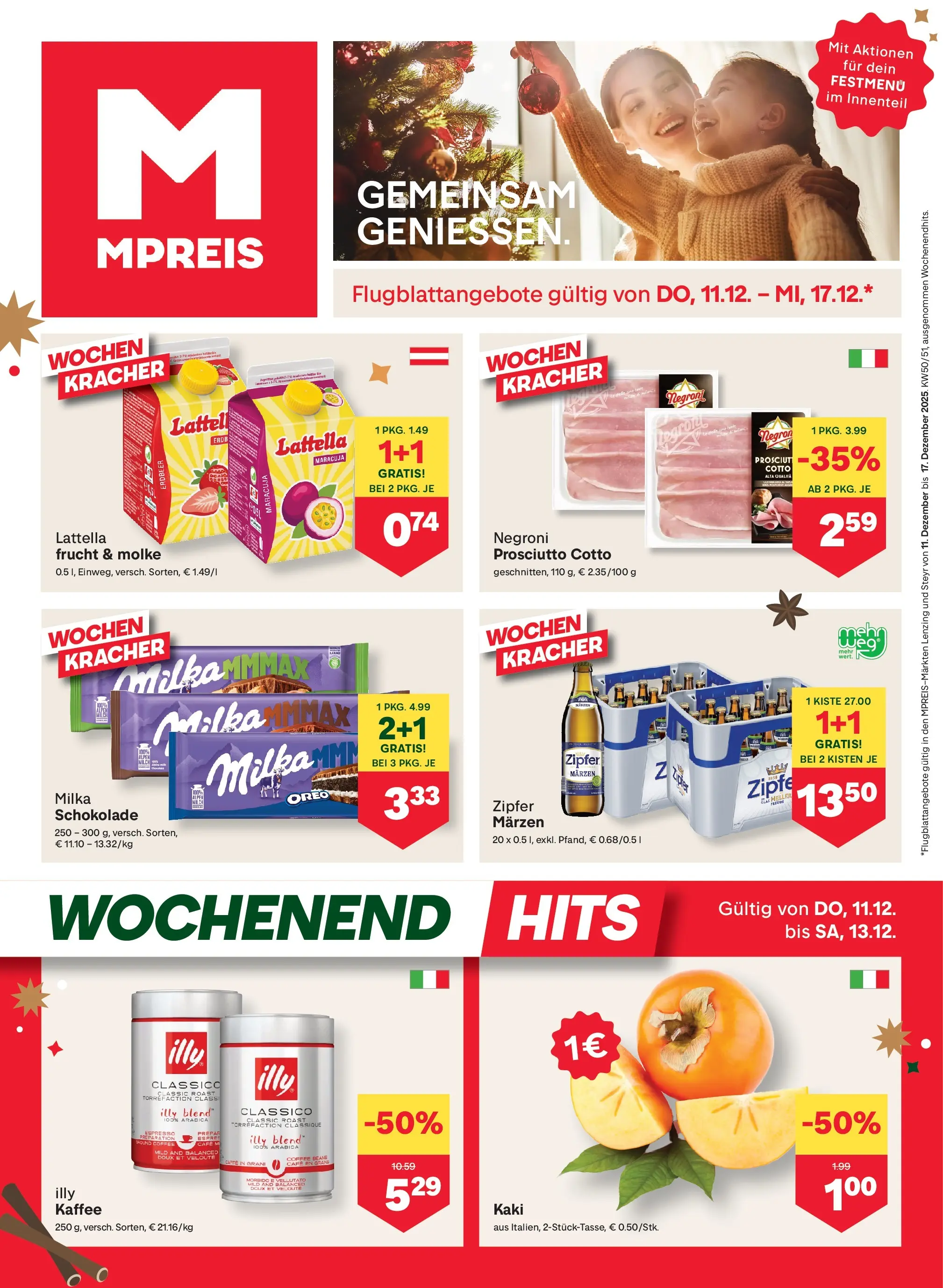 MPREIS Steyr von 11.12.2025 - Aktuelle Angebote | Seite: 1 | Produkte: Kaki, Kaffee, Schokolade