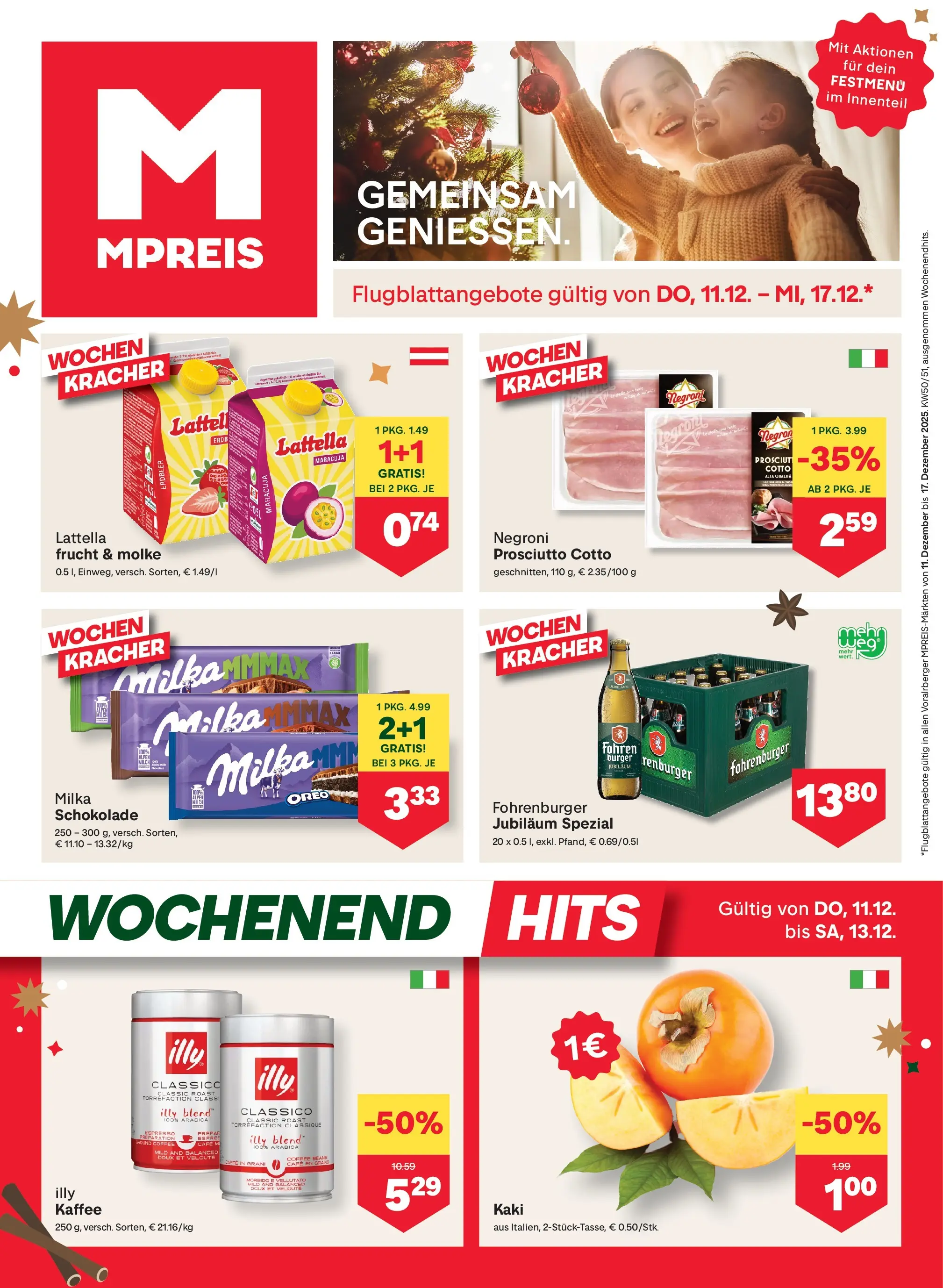 MPREIS St.Gallenkirch von 11.12.2025 - Aktuelle Angebote | Seite: 1 | Produkte: Kaki, Kaffee, Schokolade