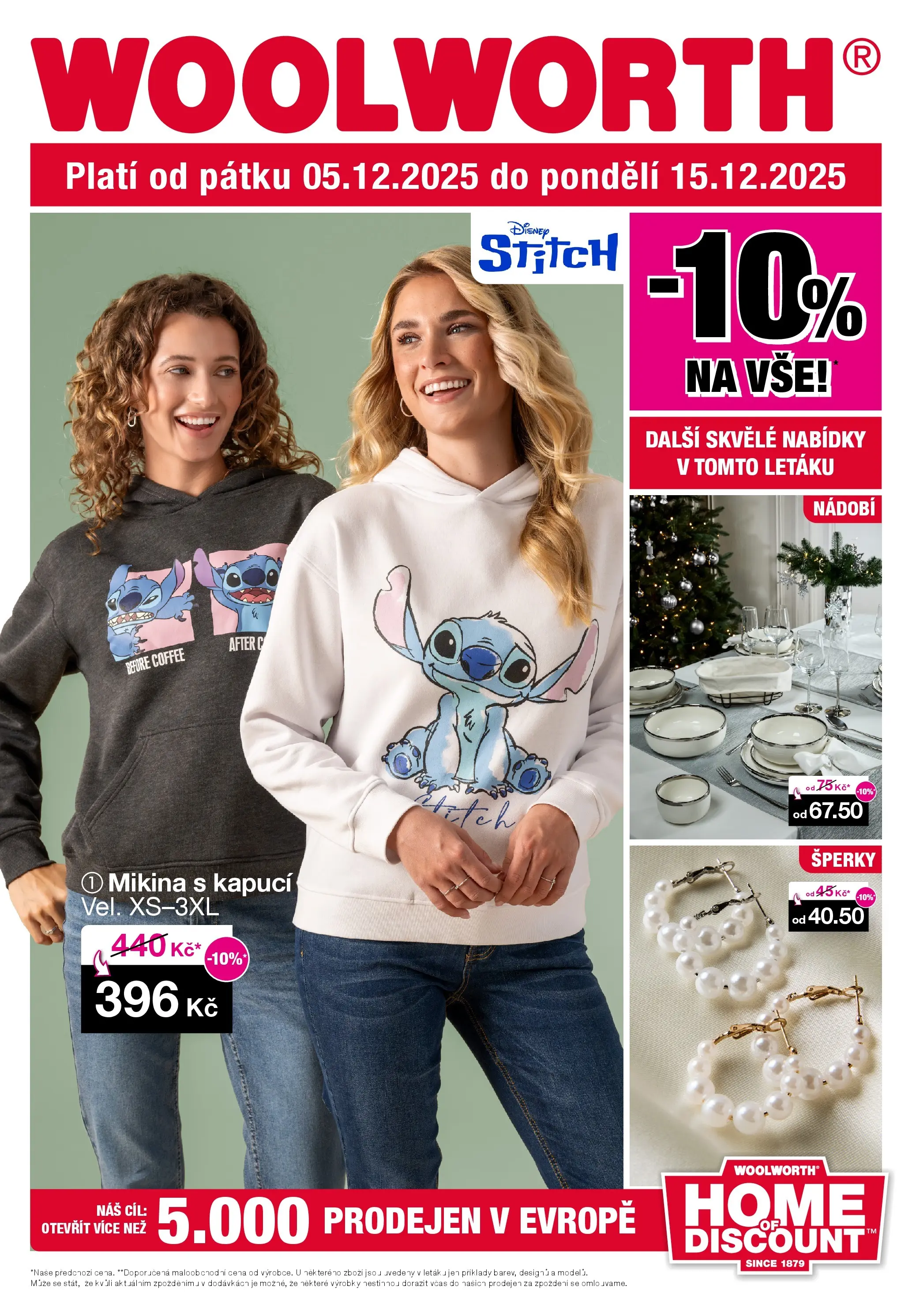 Woolworth leták - Třebíč, Třinec, Žatec od 05.12.2025 - akční nabídka | Strana: 1 | Produkty: Mikina, Nádobí, Šperky, Cd