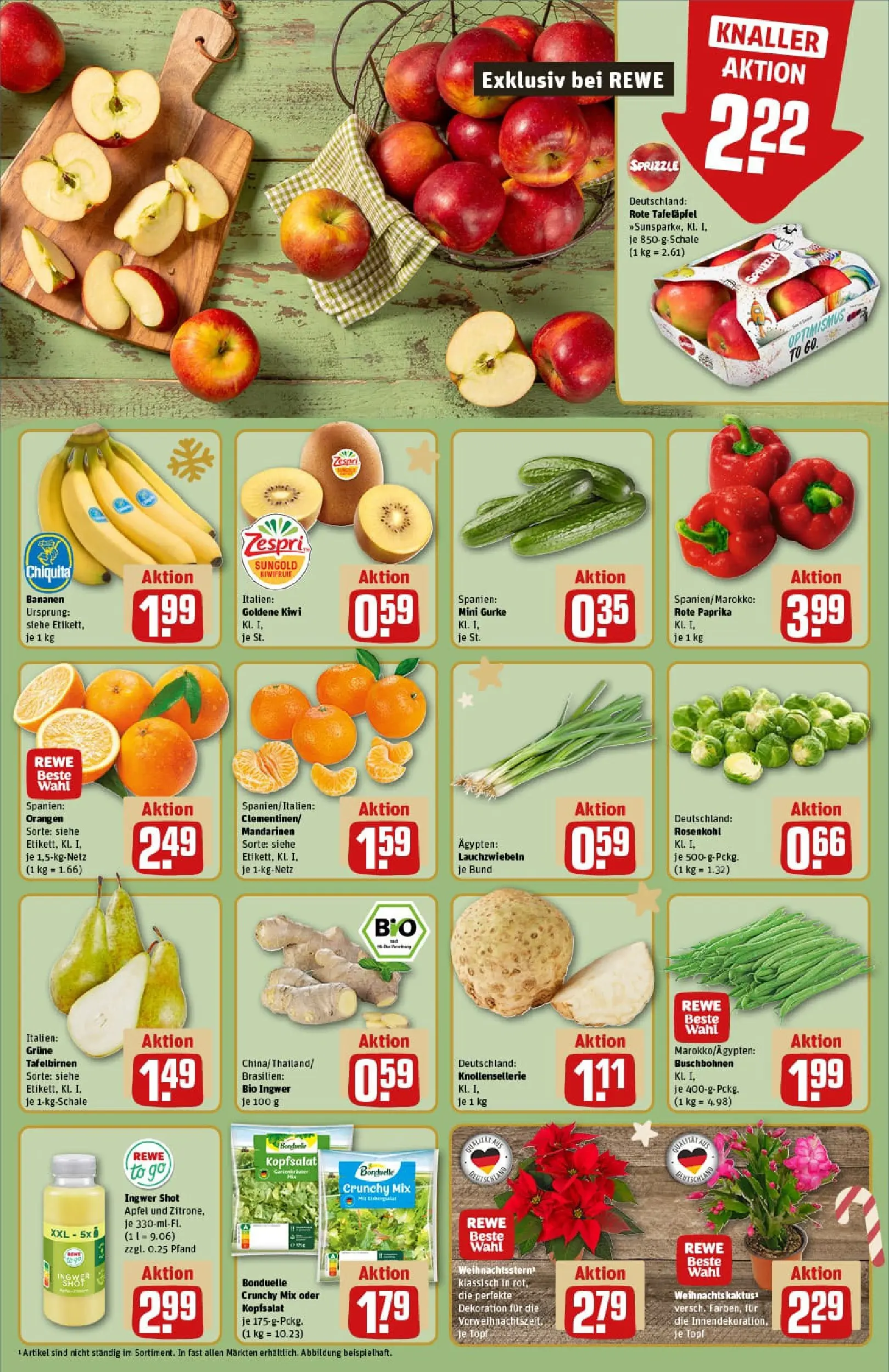 REWE Prospekt ab 07.12.2025 zum Blättern » Angebote | Seite: 12 | Produkte: Äpfel, Bananen, Mandarinen, Orangen