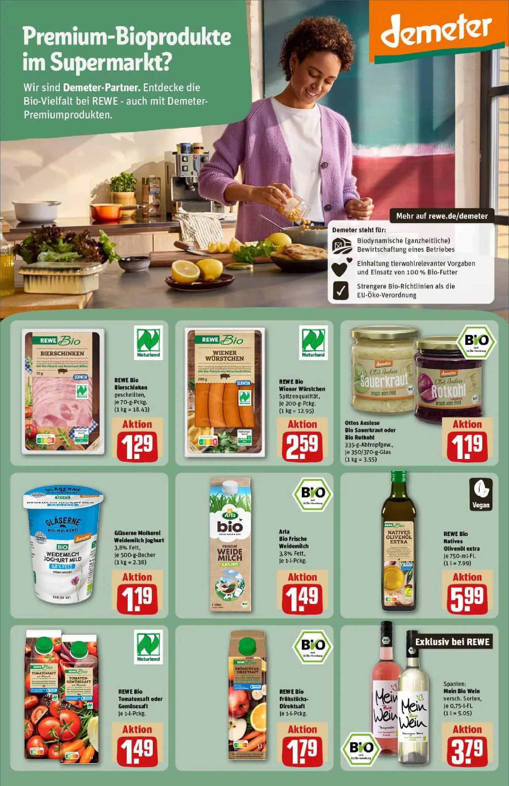 REWE Prospekt ab 07.12.2025 zum Blättern » Angebote | Seite: 23 | Produkte: Milch, Rotkohl, Olivenol, Tomaten