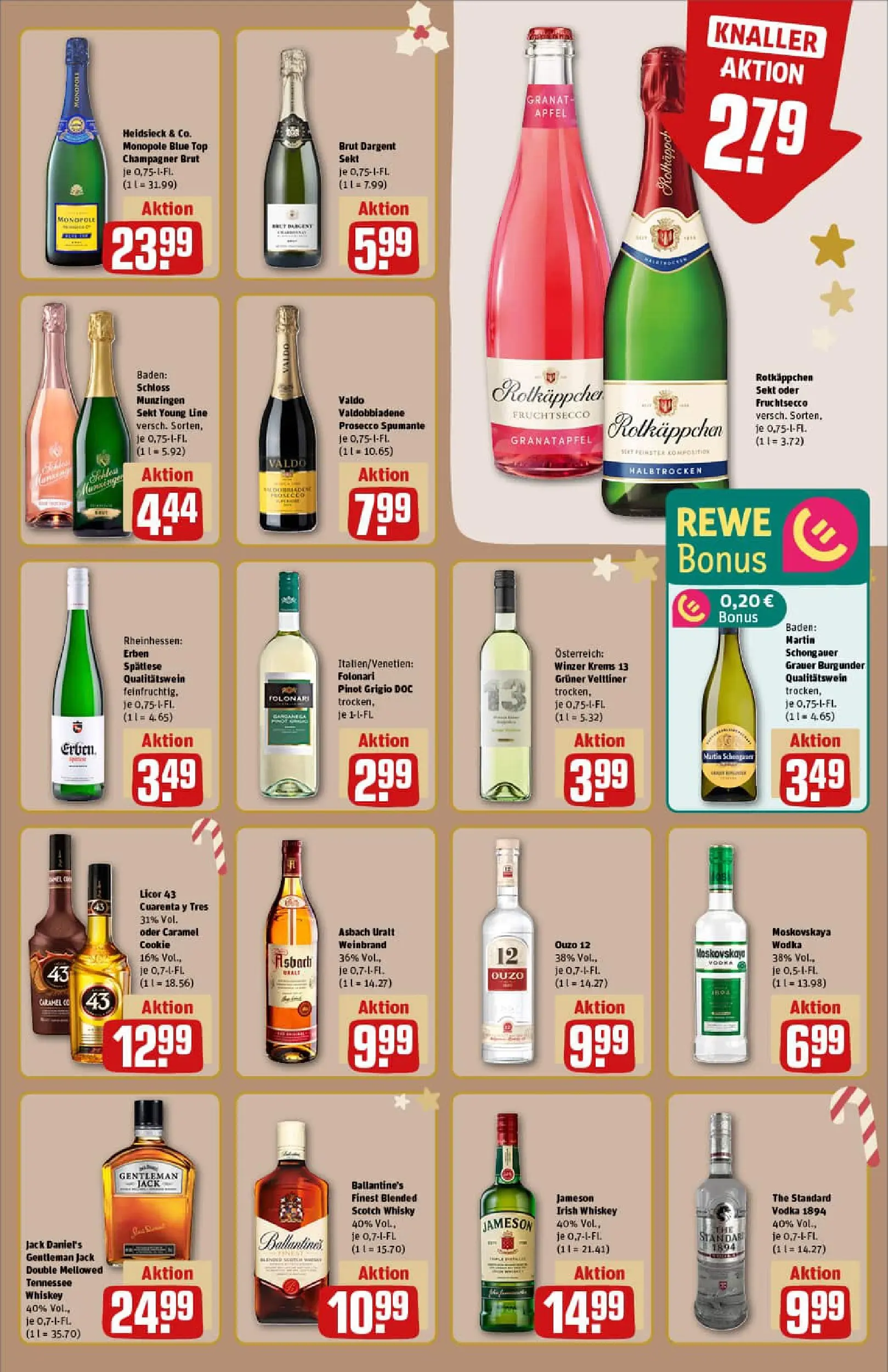 REWE Prospekt ab 07.12.2025 zum Blättern » Angebote | Seite: 15 | Produkte: Fruchtsecco, Prosecco, Rotkäppchen, Whiskey