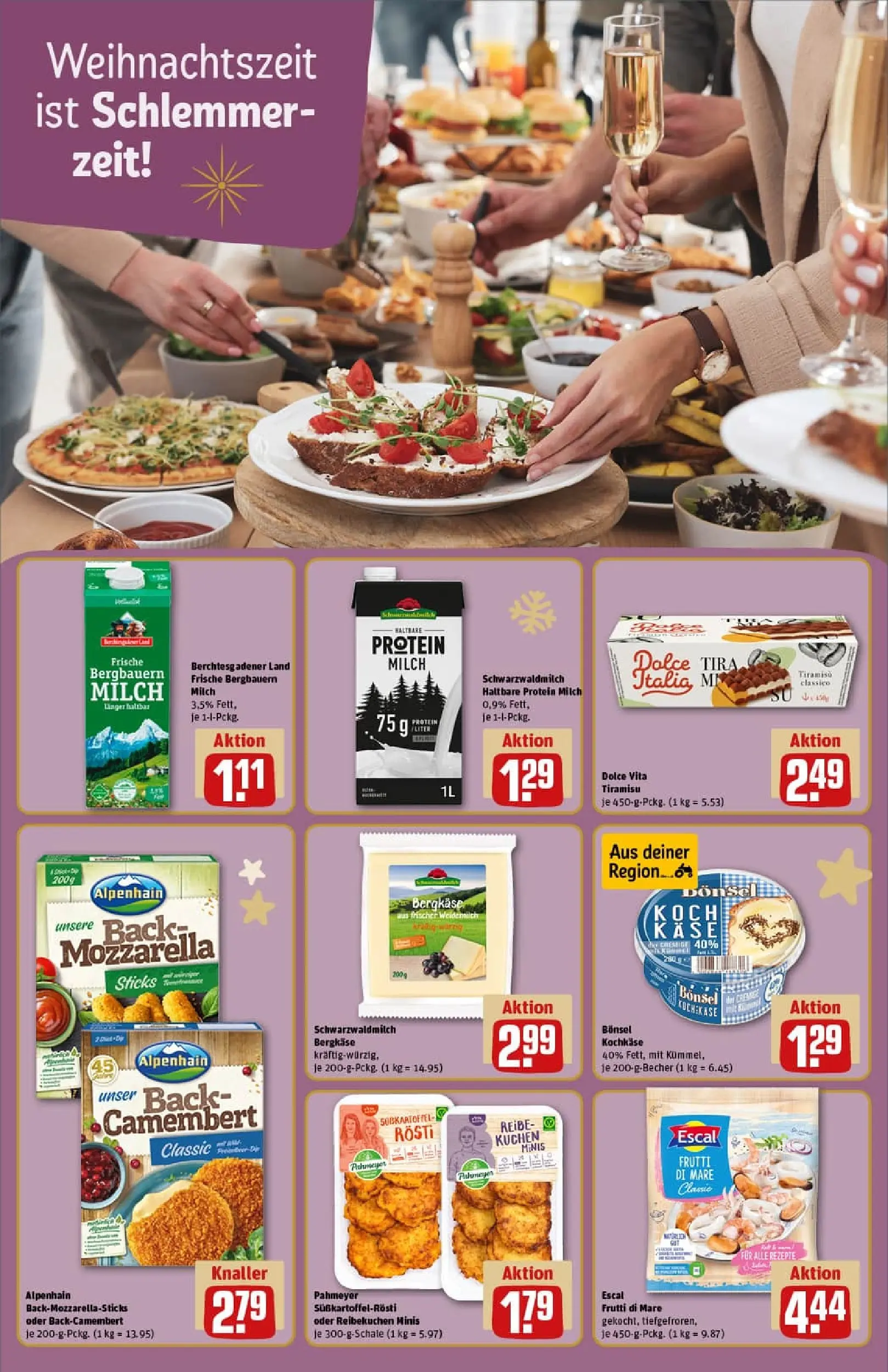 REWE Prospekt ab 07.12.2025 zum Blättern » Angebote | Seite: 14 | Produkte: Milch, Käse, Mozzarella, Kuchen