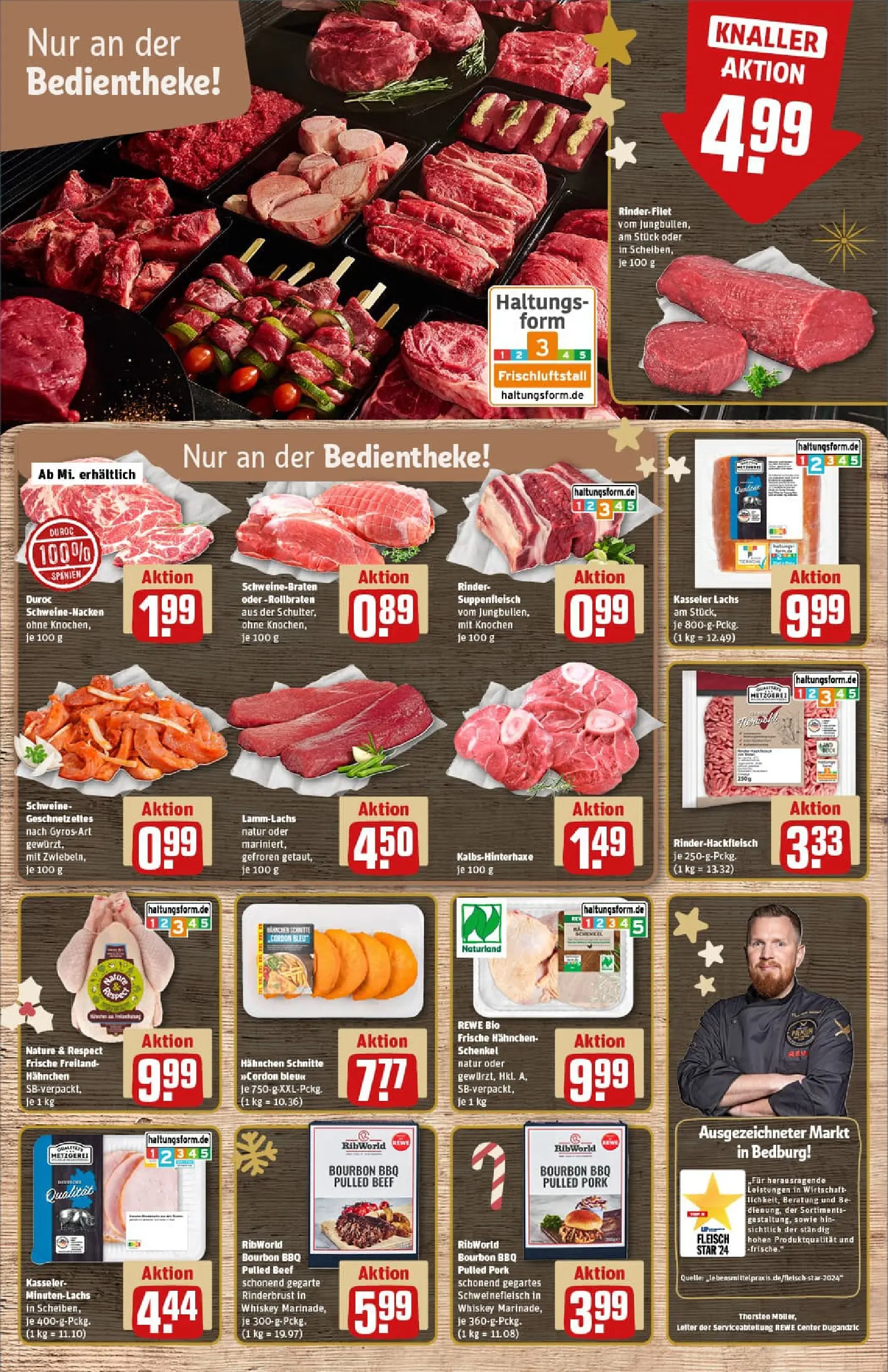 REWE Prospekt ab 07.12.2025 zum Blättern » Angebote | Seite: 8 | Produkte: Lachs, Schweinefleisch, Bourbon, Fleisch