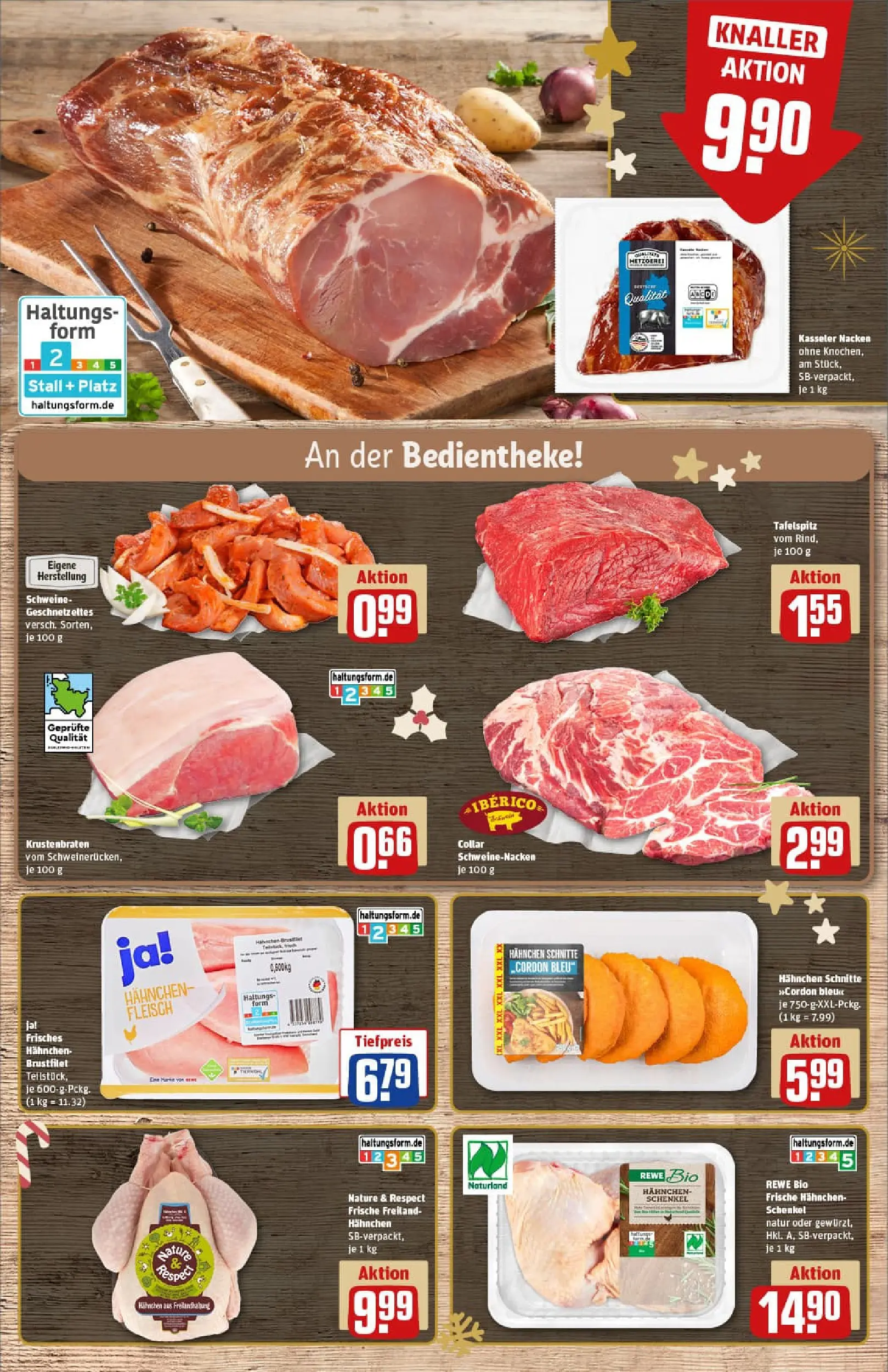 REWE Prospekt ab 07.12.2025 zum Blättern » Angebote | Seite: 10 | Produkte: Hahnchen, Schweinenacken, Krustenbraten, Kasseler nacken