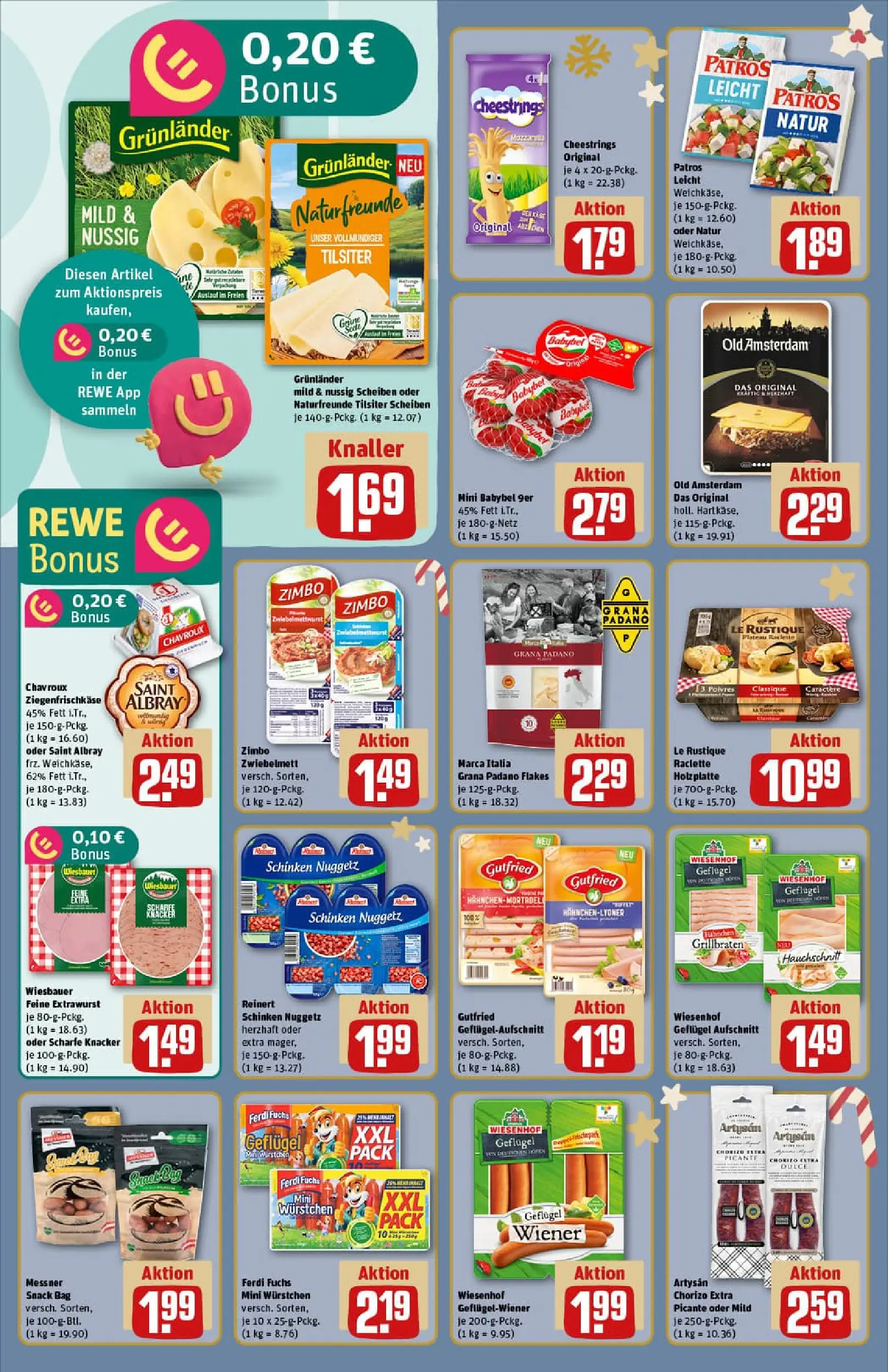 REWE Prospekt ab 07.12.2025 zum Blättern » Angebote | Seite: 16 | Produkte: Grunlander, Babybel, Schinken, Raclette