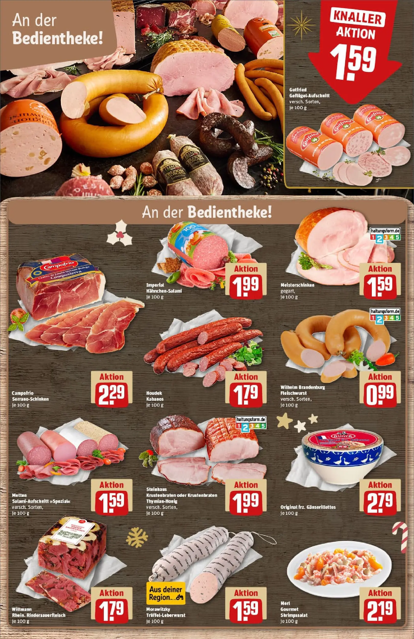 REWE Prospekt ab 07.12.2025 zum Blättern » Angebote | Seite: 14 | Produkte: Krustenbraten, Salami, Morawitzky