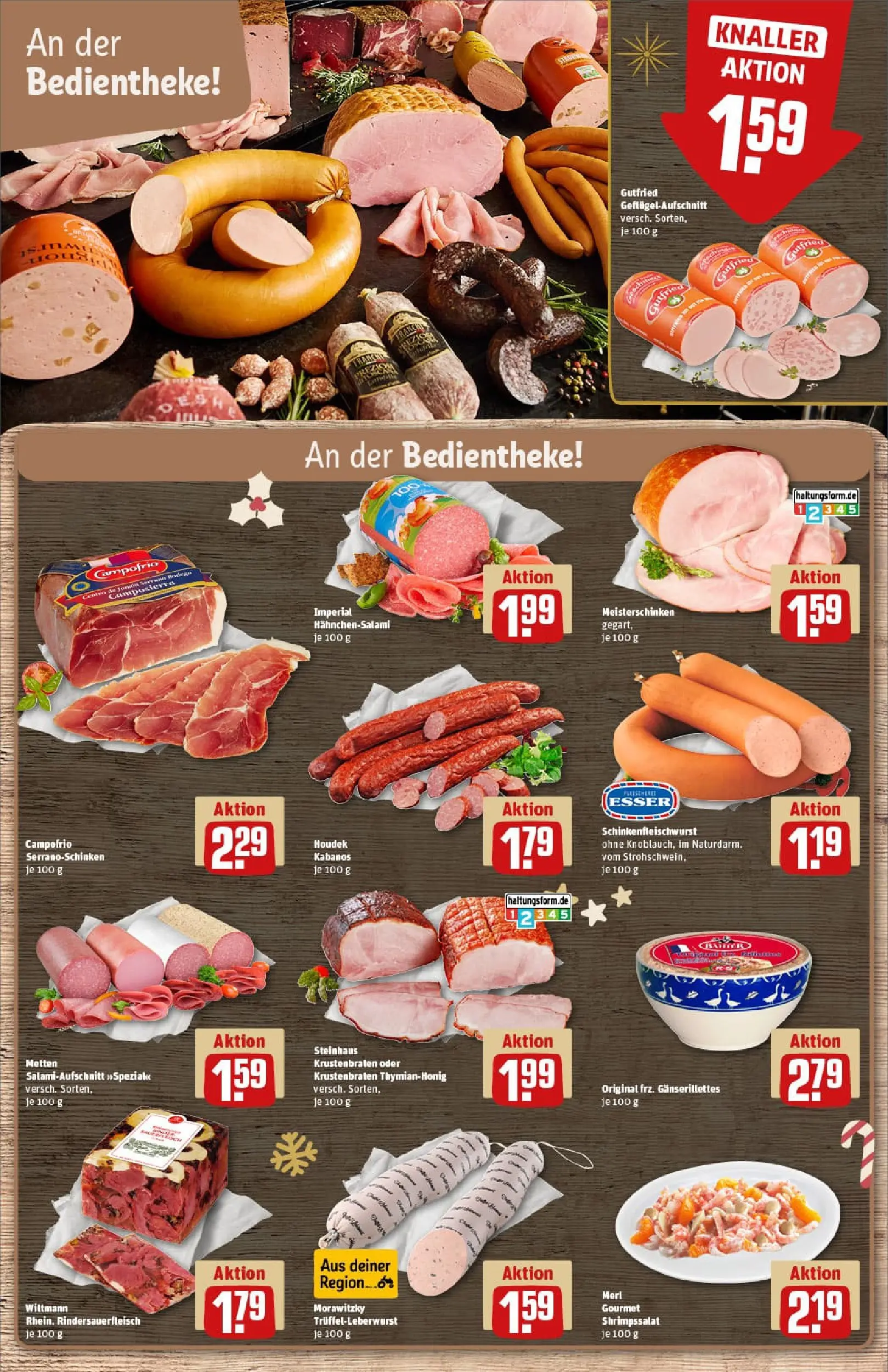 REWE Prospekt ab 07.12.2025 zum Blättern » Angebote | Seite: 14 | Produkte: Krustenbraten, Salami, Morawitzky