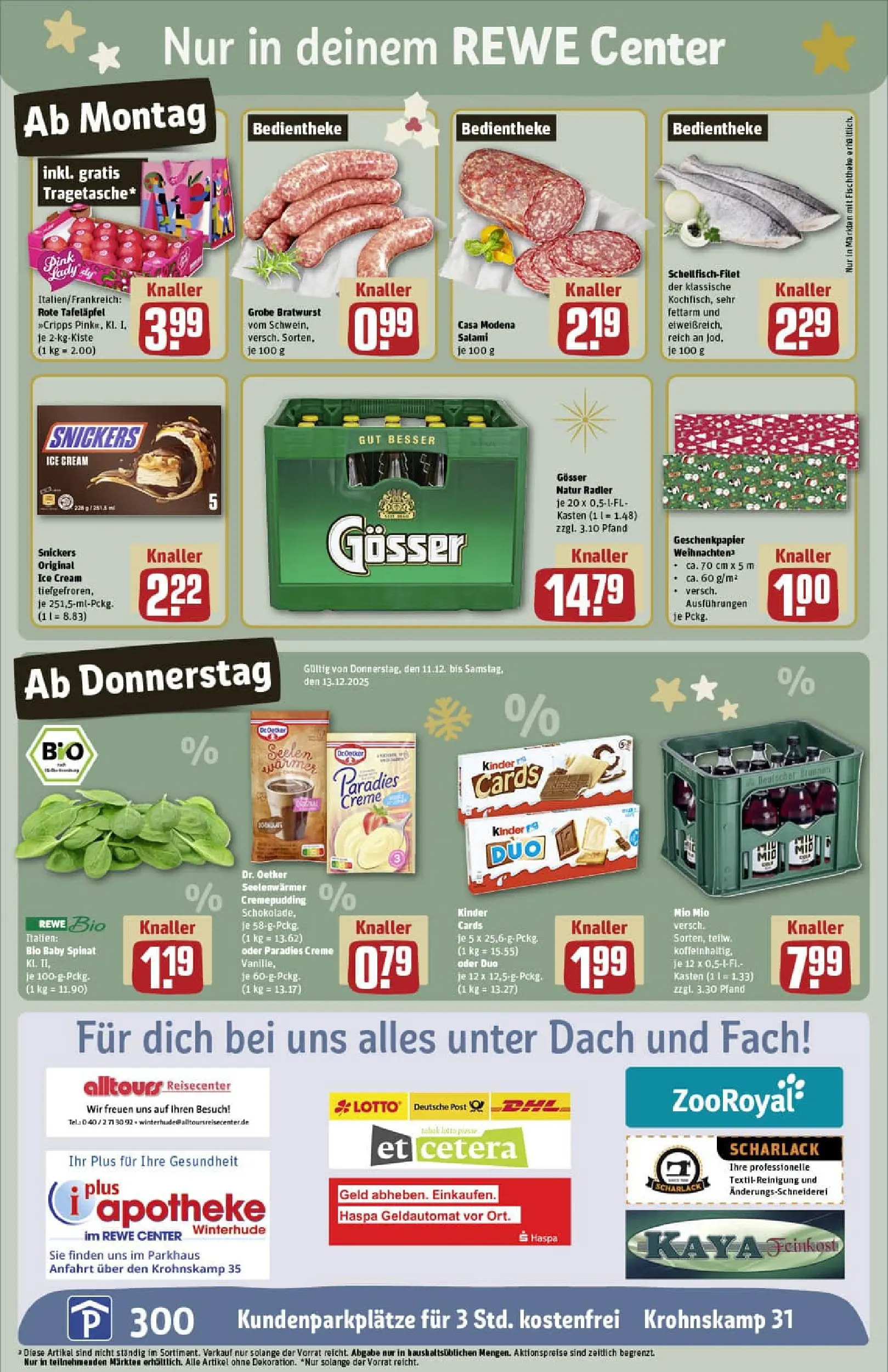REWE Prospekt ab 07.12.2025 zum Blättern » Angebote | Seite: 3 | Produkte: Bratwurst, Pudding, Radler, Salami