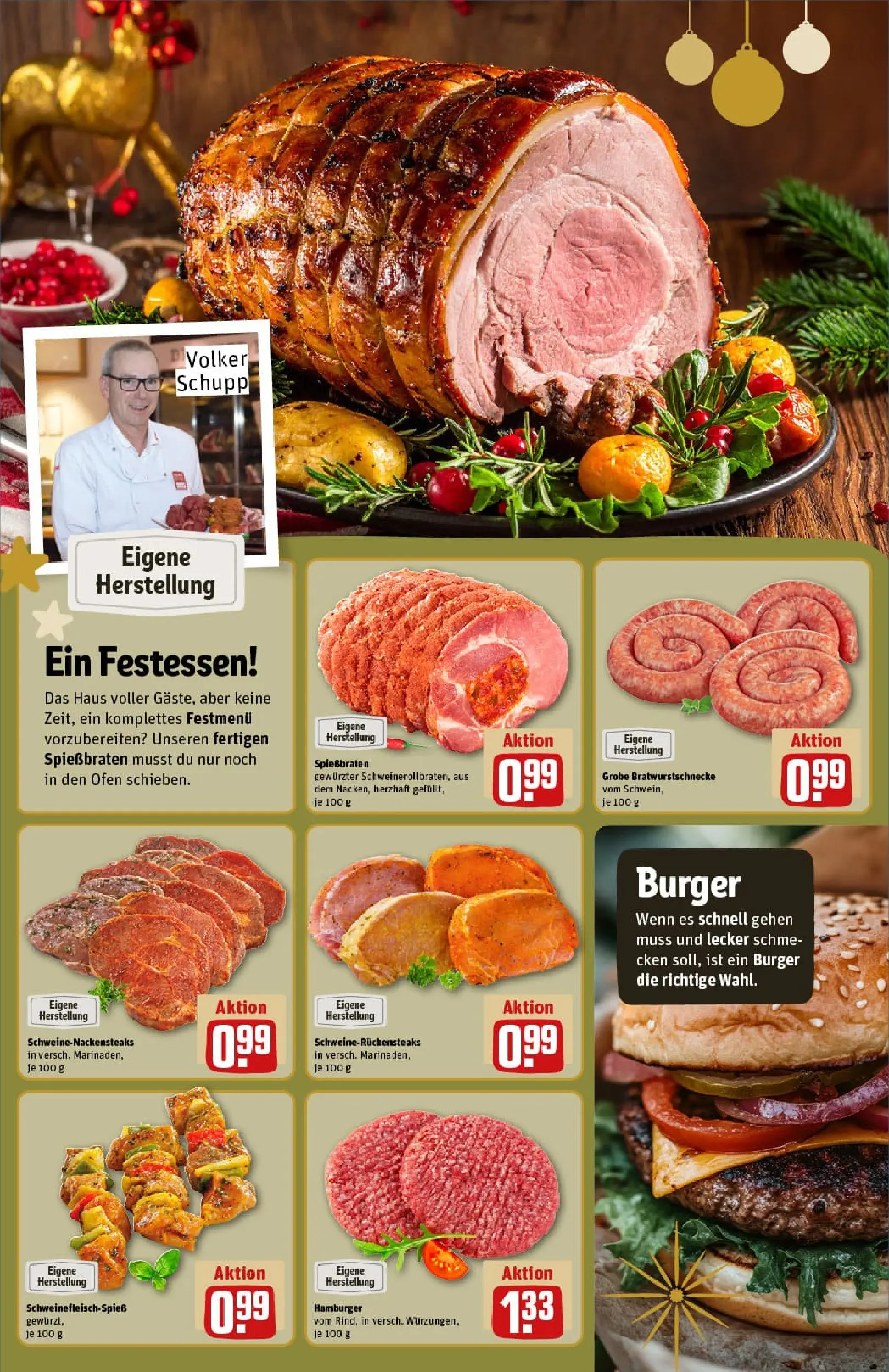 REWE Prospekt ab 07.12.2025 zum Blättern » Angebote | Seite: 14 | Produkte: Ofen, Burger, Steak