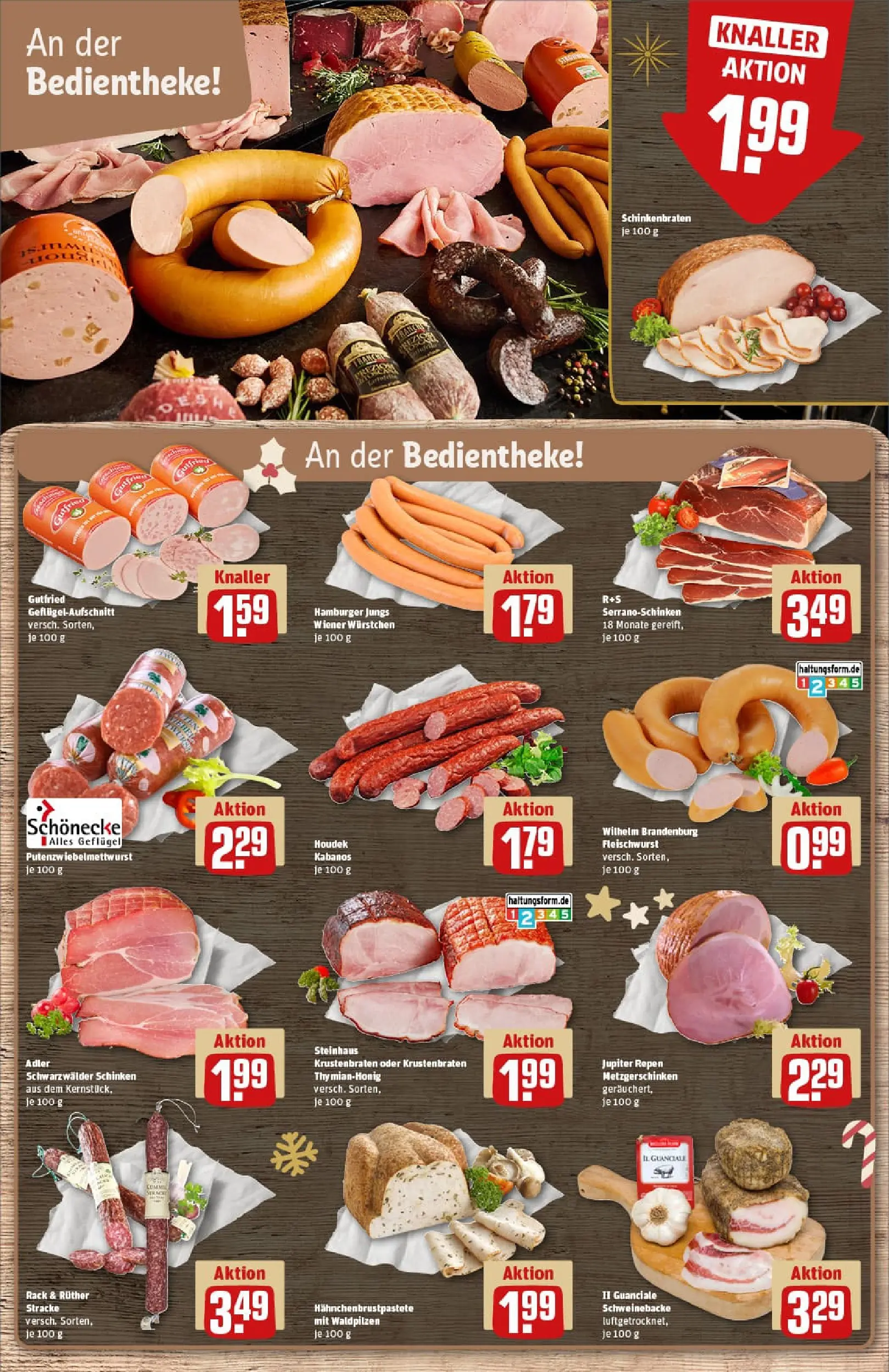 REWE Prospekt ab 07.12.2025 zum Blättern » Angebote | Seite: 12 | Produkte: Wiener wurstchen, Krustenbraten, Schinken