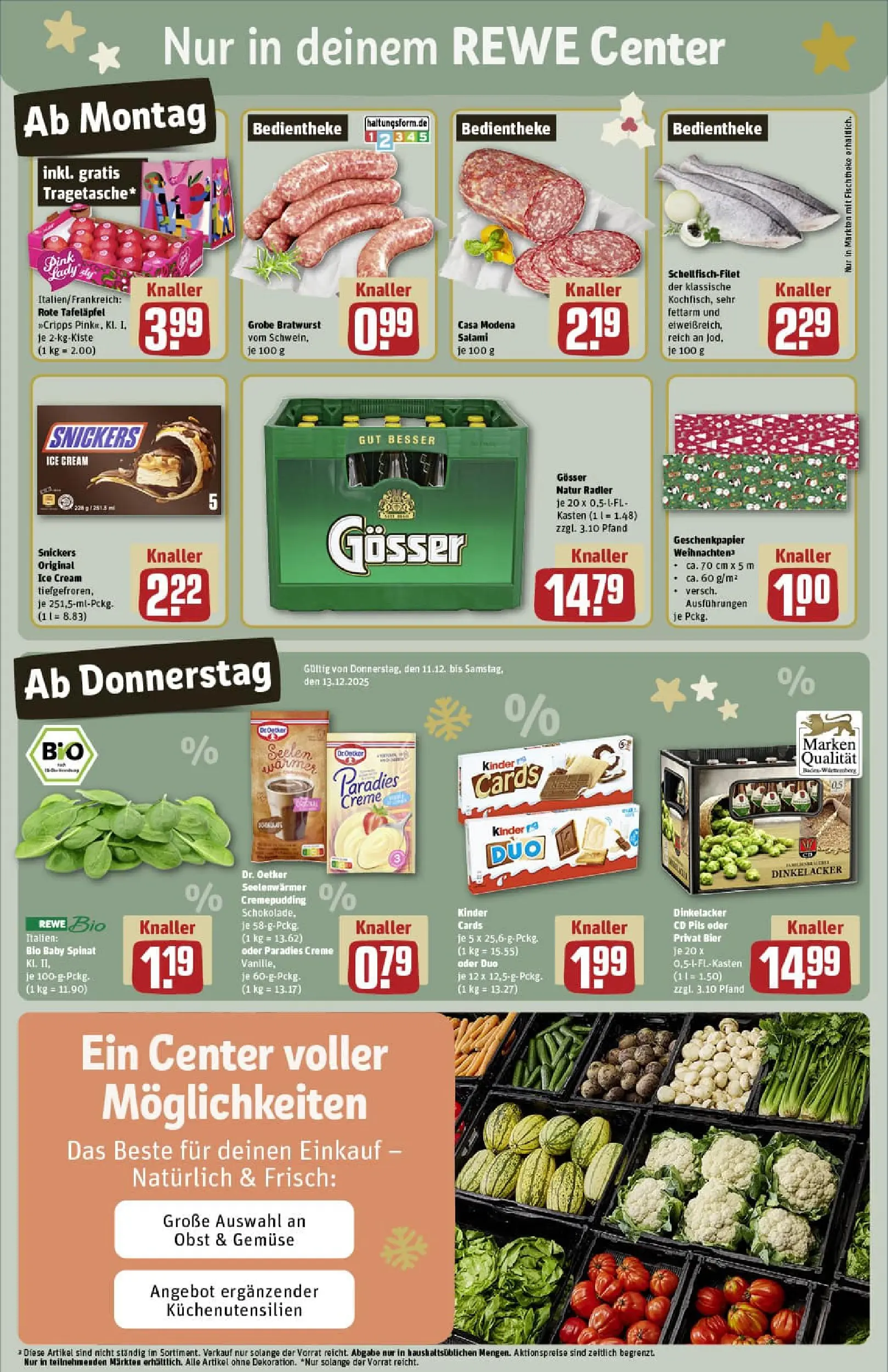 REWE Prospekt ab 07.12.2025 zum Blättern » Angebote | Seite: 3 | Produkte: Pudding, Radler, Gemüse, Obst