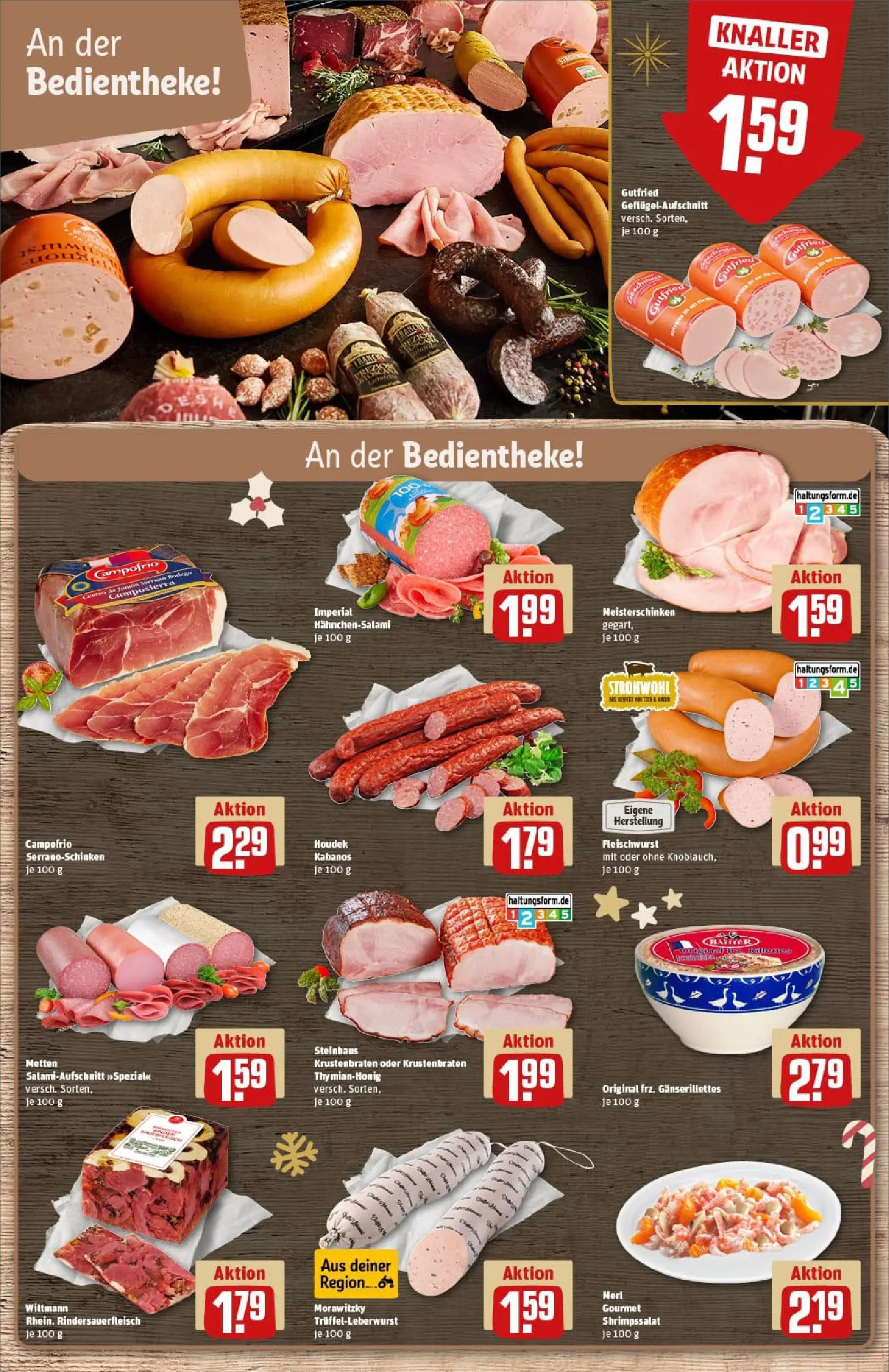 REWE Prospekt ab 07.12.2025 zum Blättern » Angebote | Seite: 14 | Produkte: Krustenbraten, Salami, Morawitzky