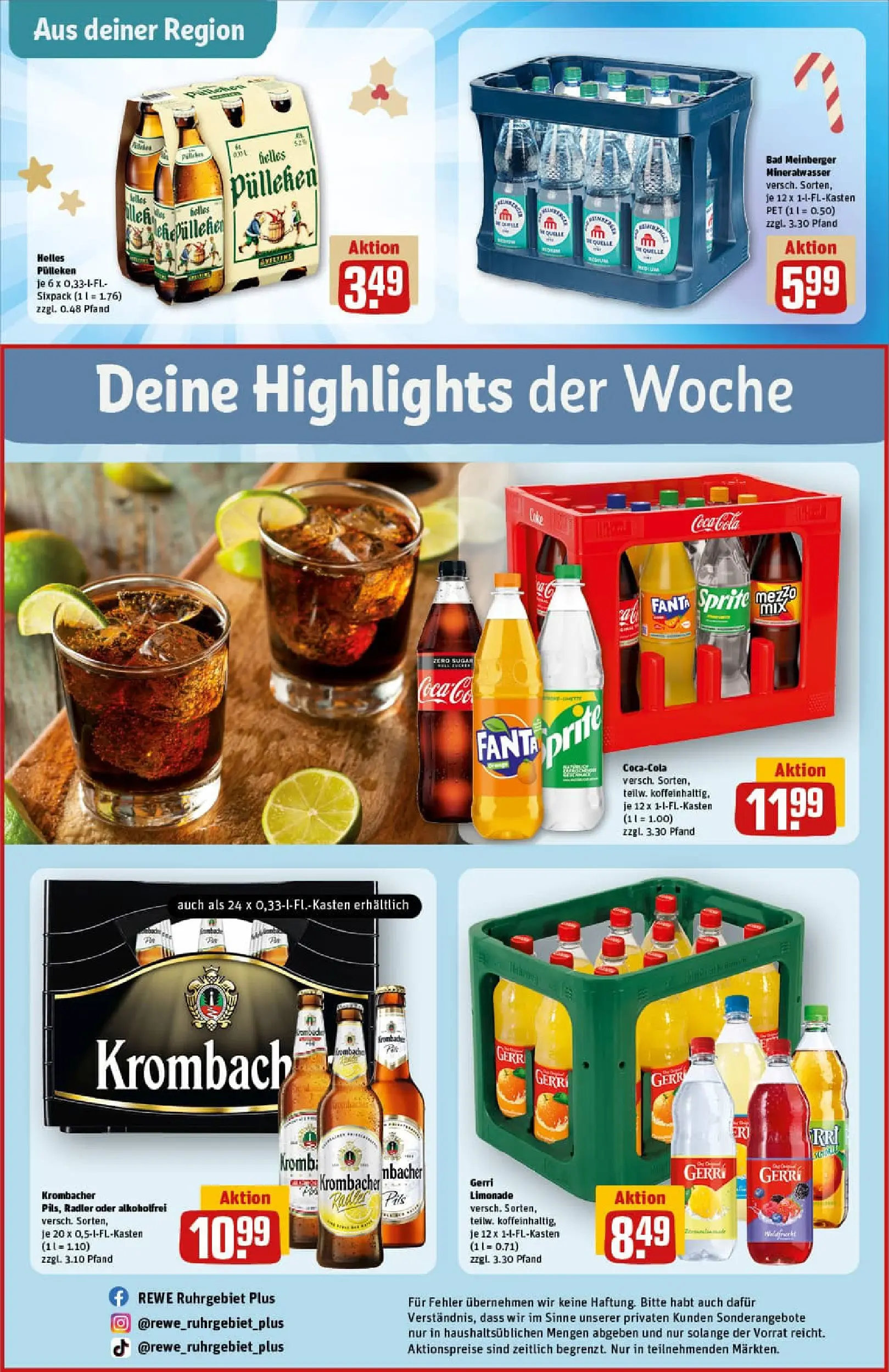 REWE Prospekt ab 07.12.2025 zum Blättern » Angebote | Seite: 27 | Produkte: Coca cola, Sprite, Bad, Krombacher