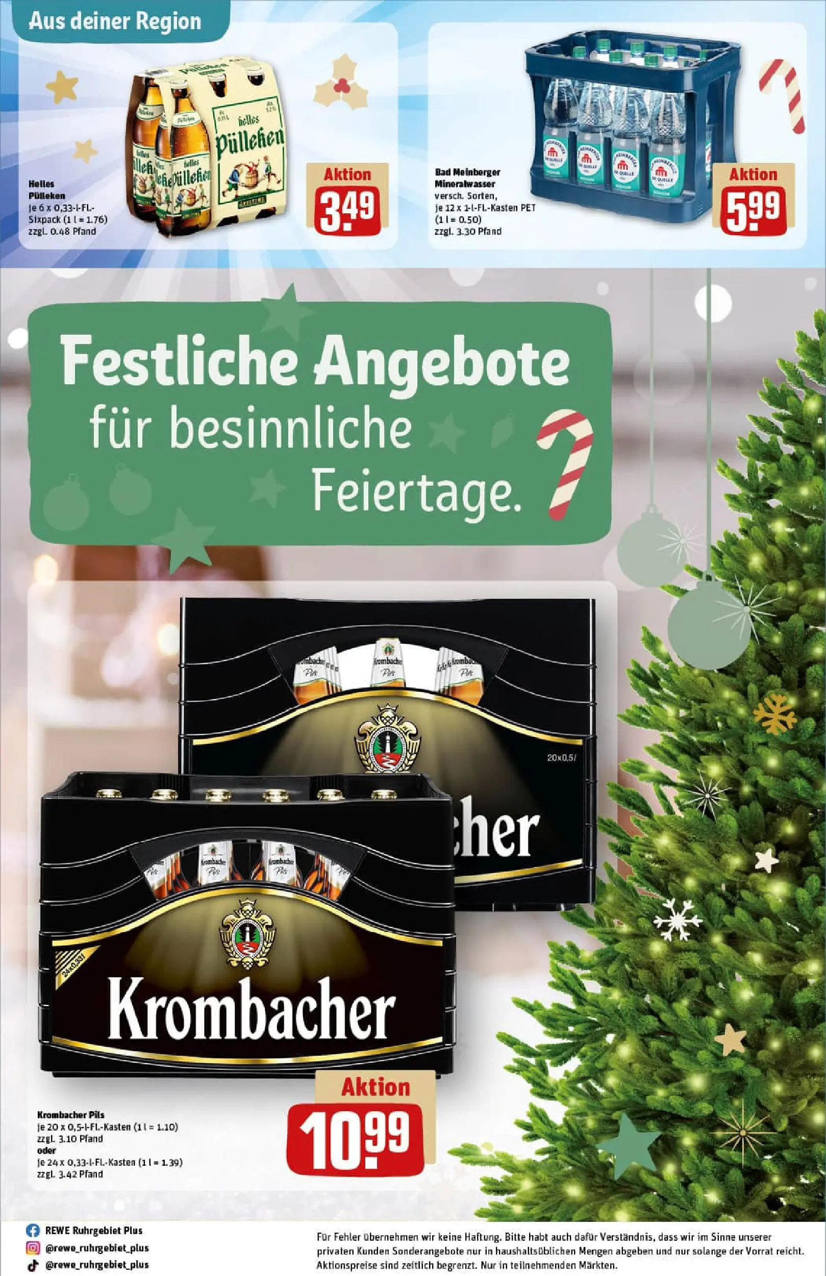 REWE Prospekt ab 07.12.2025 zum Blättern » Angebote | Seite: 27 | Produkte: Helles pulleken, Pils, Mineralwasser, Krombacher