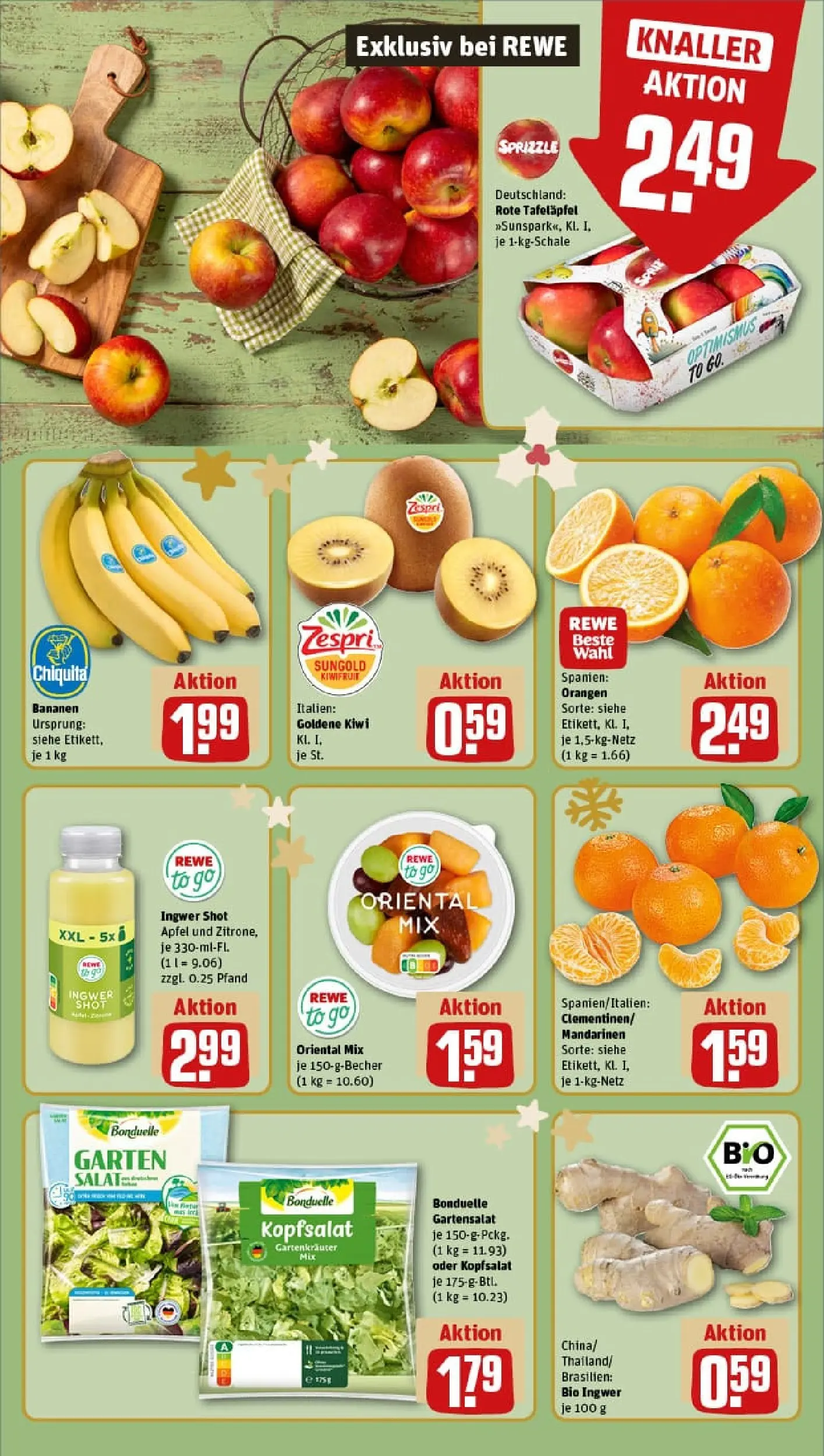 REWE Prospekt ab 07.12.2025 zum Blättern » Angebote | Seite: 10 | Produkte: Äpfel, Bananen, Orangen, Kiwi