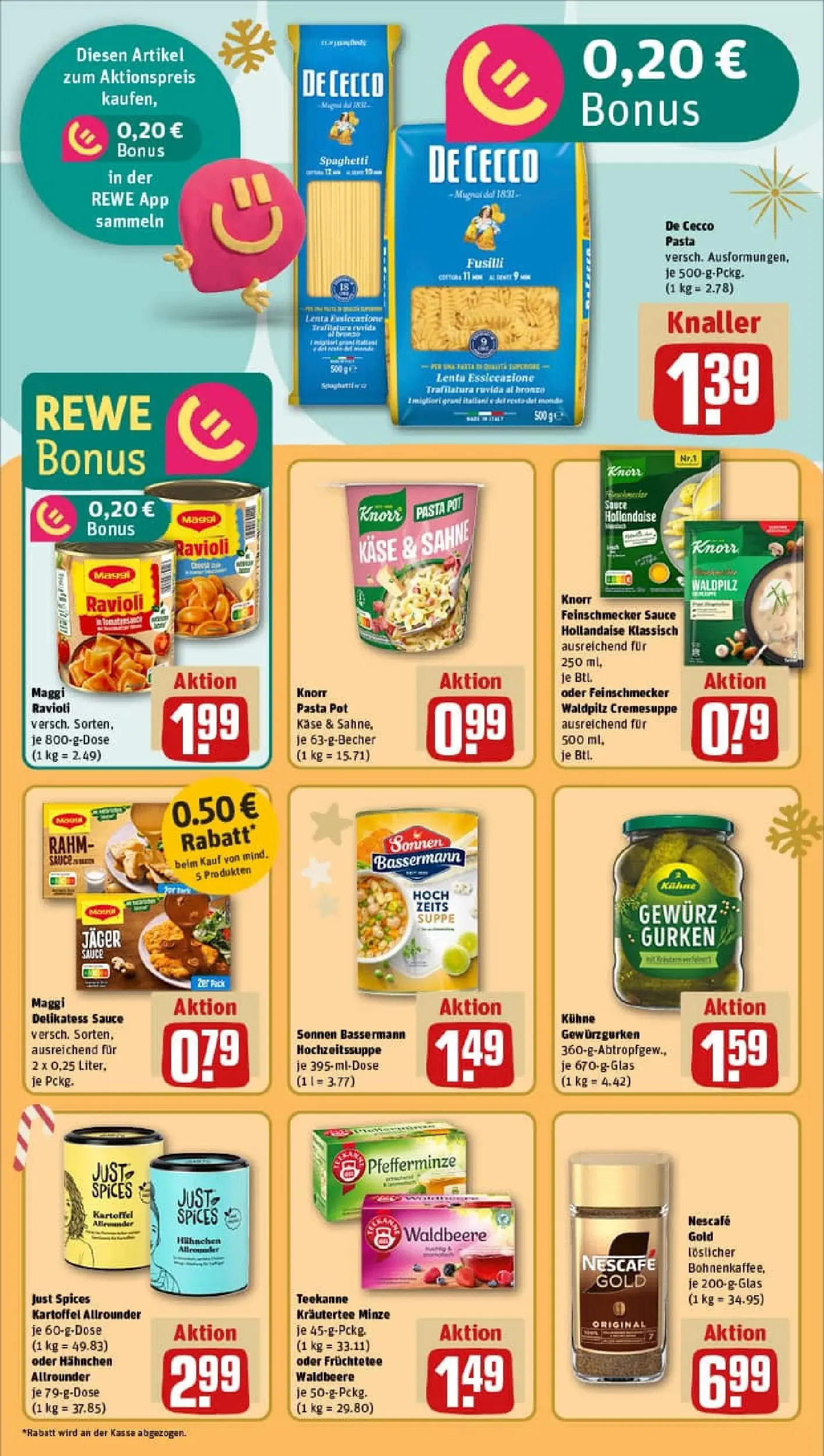 REWE Prospekt ab 07.12.2025 zum Blättern » Angebote | Seite: 18 | Produkte: Maggi, Käse, Teekanne, Nescafe gold