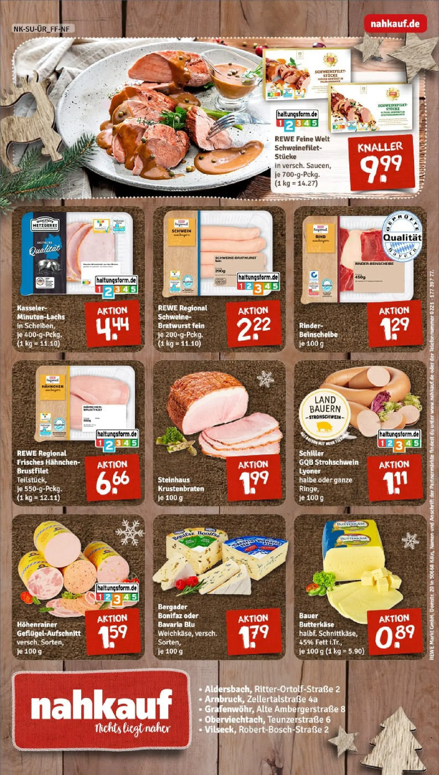 REWE Prospekt ab 07.12.2025 zum Blättern » Angebote | Seite: 8 | Produkte: Hahnchen, Bratwurst, Krustenbraten, Schweinefilet