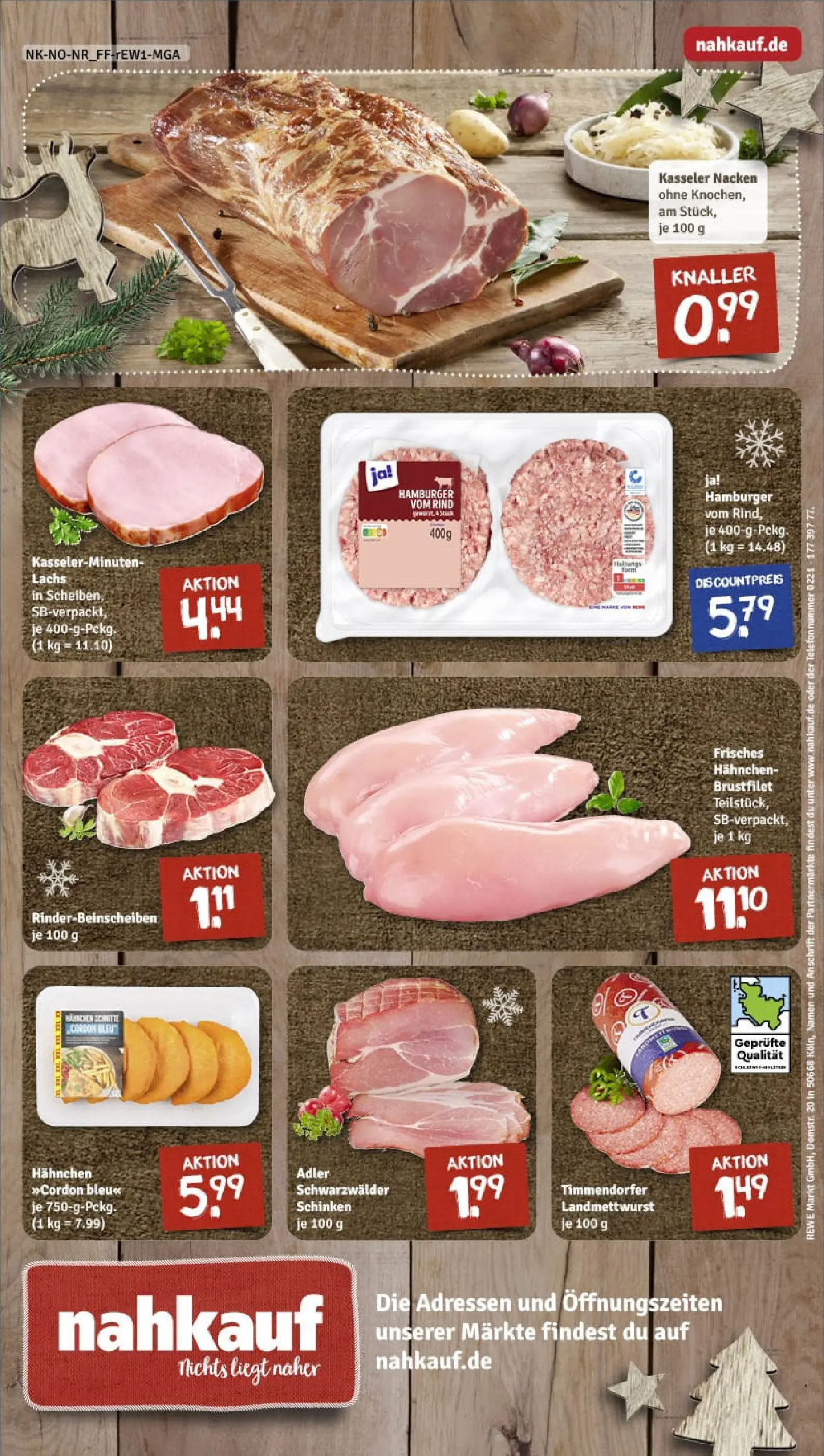 REWE Prospekt ab 07.12.2025 zum Blättern » Angebote | Seite: 12 | Produkte: Burger, Kasseler nacken, Lachs, Schinken