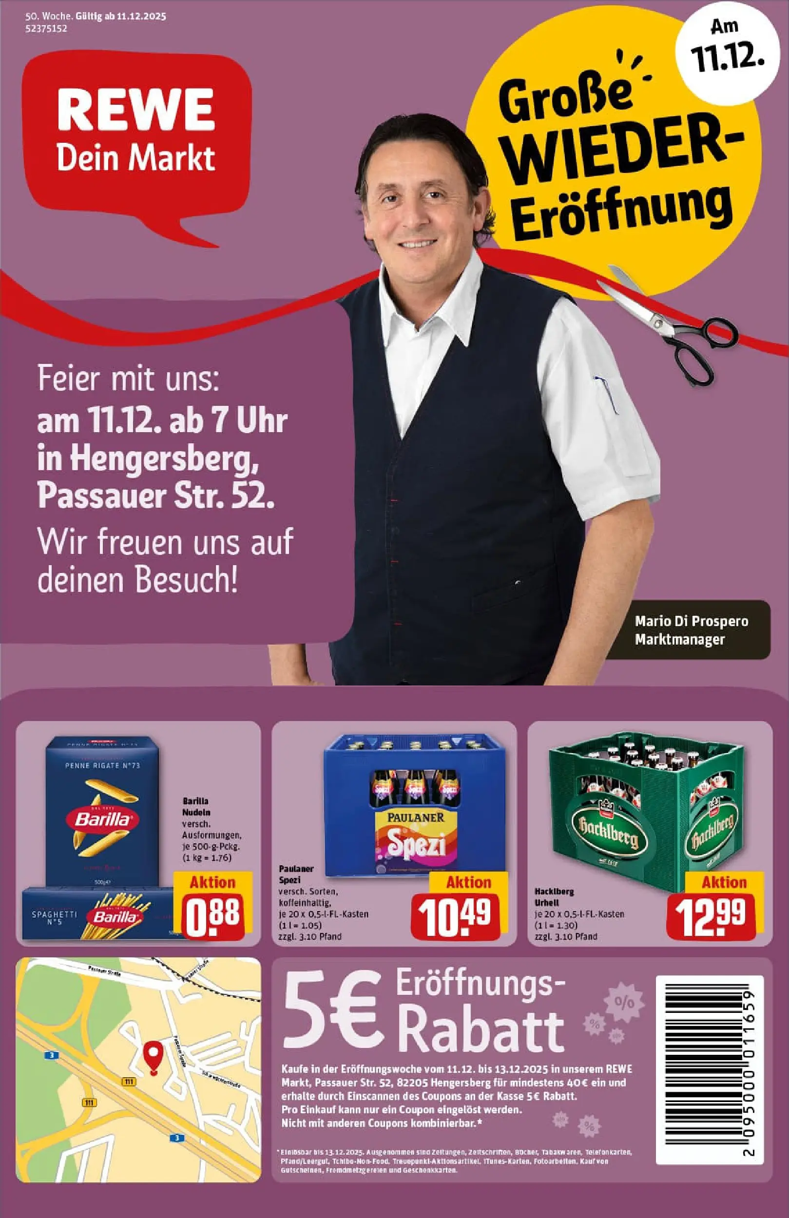 REWE Prospekt ab 07.12.2025 zum Blättern » Angebote | Seite: 1 | Produkte: Paulaner spezi, Nudeln, Uhr, Paulaner