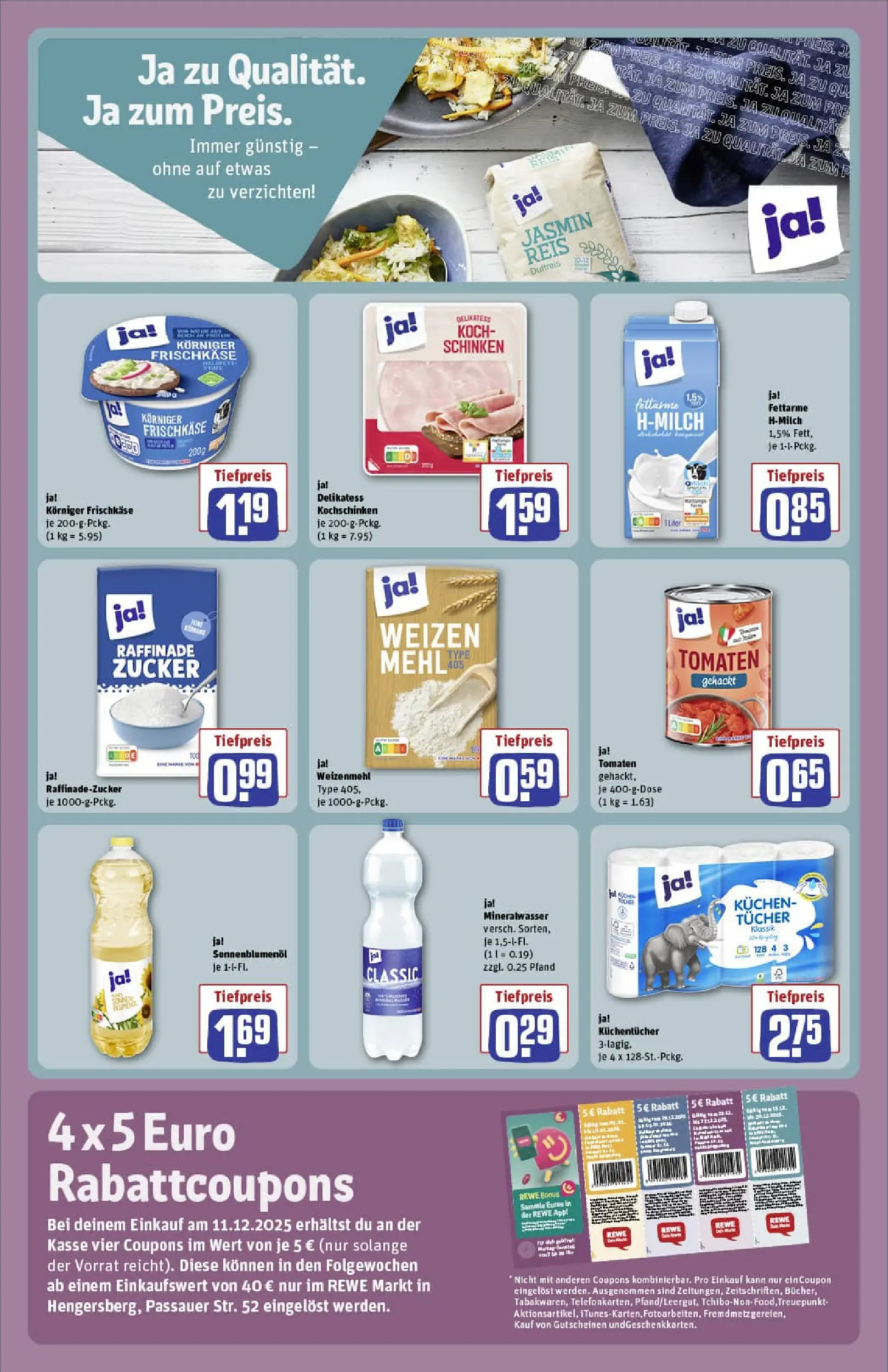 REWE Prospekt ab 07.12.2025 zum Blättern » Angebote | Seite: 3 | Produkte: Sonnenblumenol, Mineralwasser, Kuchen, Frischkase