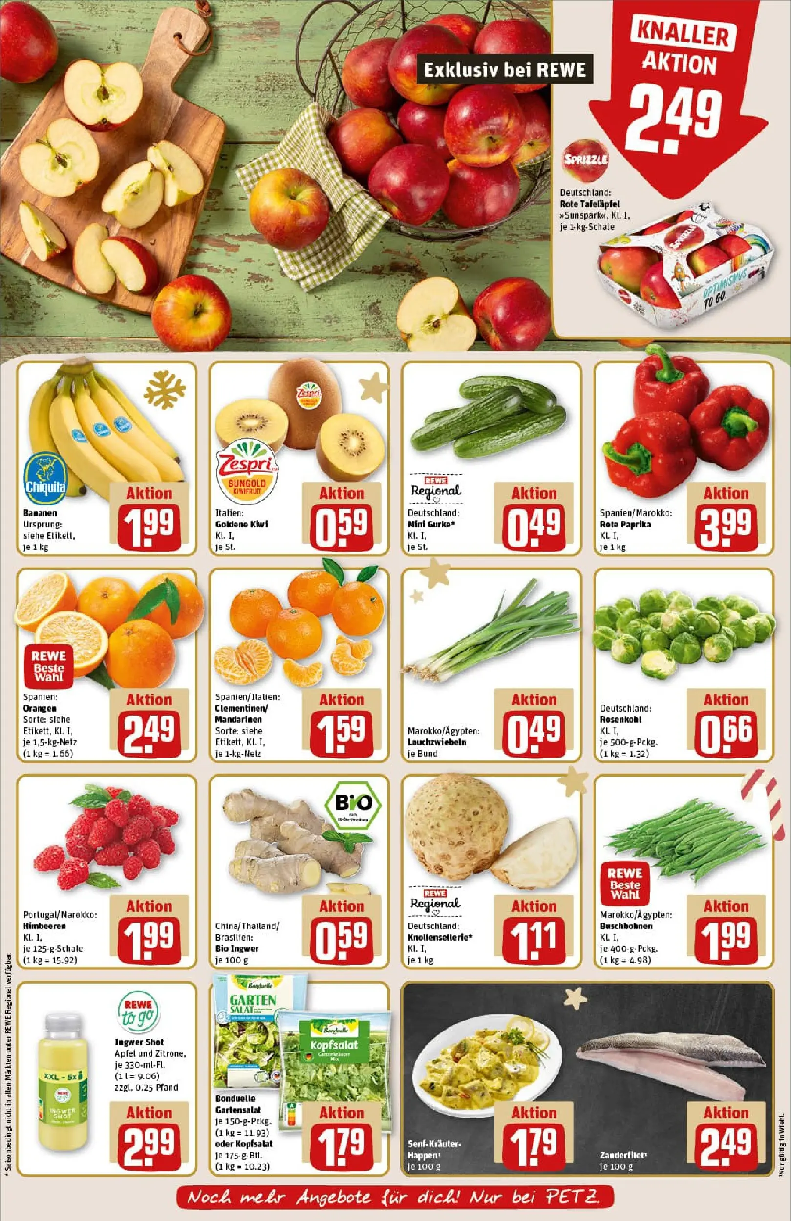 REWE Prospekt ab 07.12.2025 zum Blättern » Angebote | Seite: 10 | Produkte: Himbeeren, Bananen, Paprika, Salat