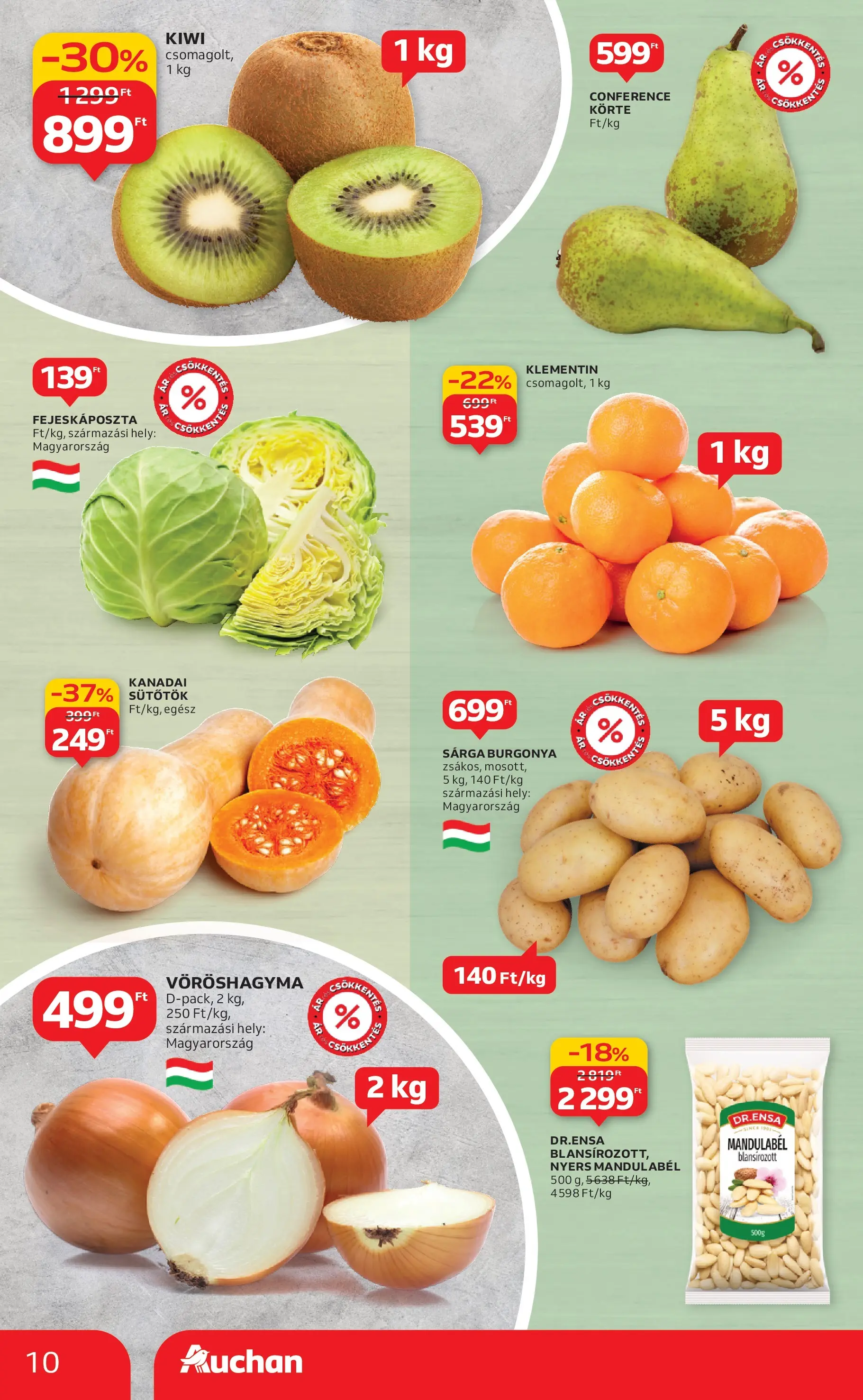 Akciós újság új Auchan - 2025.12.03. -tól/töl ⏳ | Oldal: 10 | Termékek: Sütőtök, Körte, Vöröshagyma, Kiwi Auchan - Auchan újság érvényessége 12.10.-ig - 2025.12.03. -tól/töl > akció, lapozható szórólap 🛍️ | Oldal: 10 | Termékek: Sütőtök, Körte, Vöröshagyma, Kiwi
