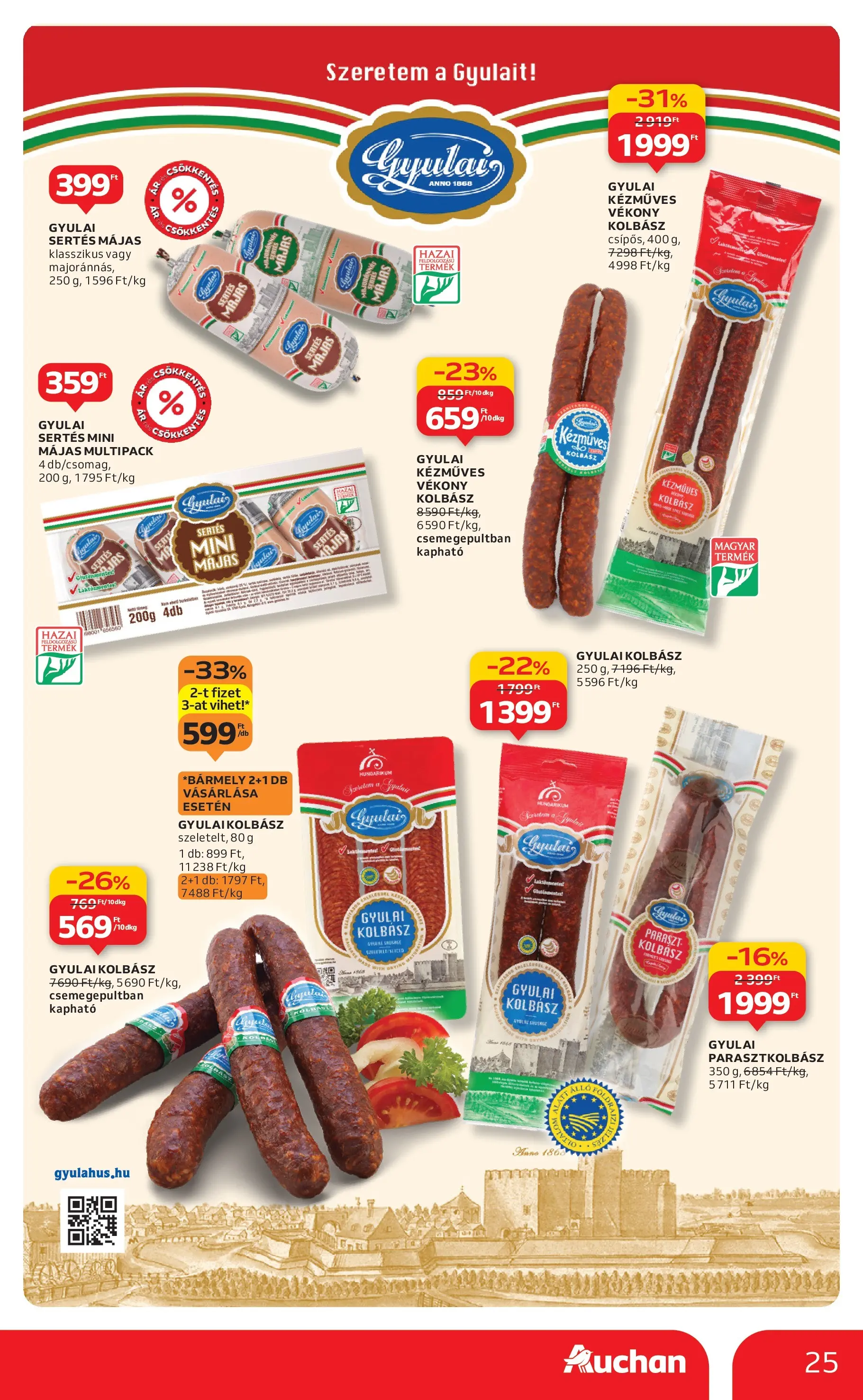 Akciós újság új Auchan - 2025.12.03. -tól/töl ⏳ | Oldal: 25 | Termékek: Kolbász, Gyulai kolbász Auchan - Auchan újság érvényessége 12.10.-ig - 2025.12.03. -tól/töl > akció, lapozható szórólap 🛍️ | Oldal: 25 | Termékek: Kolbász, Gyulai kolbász