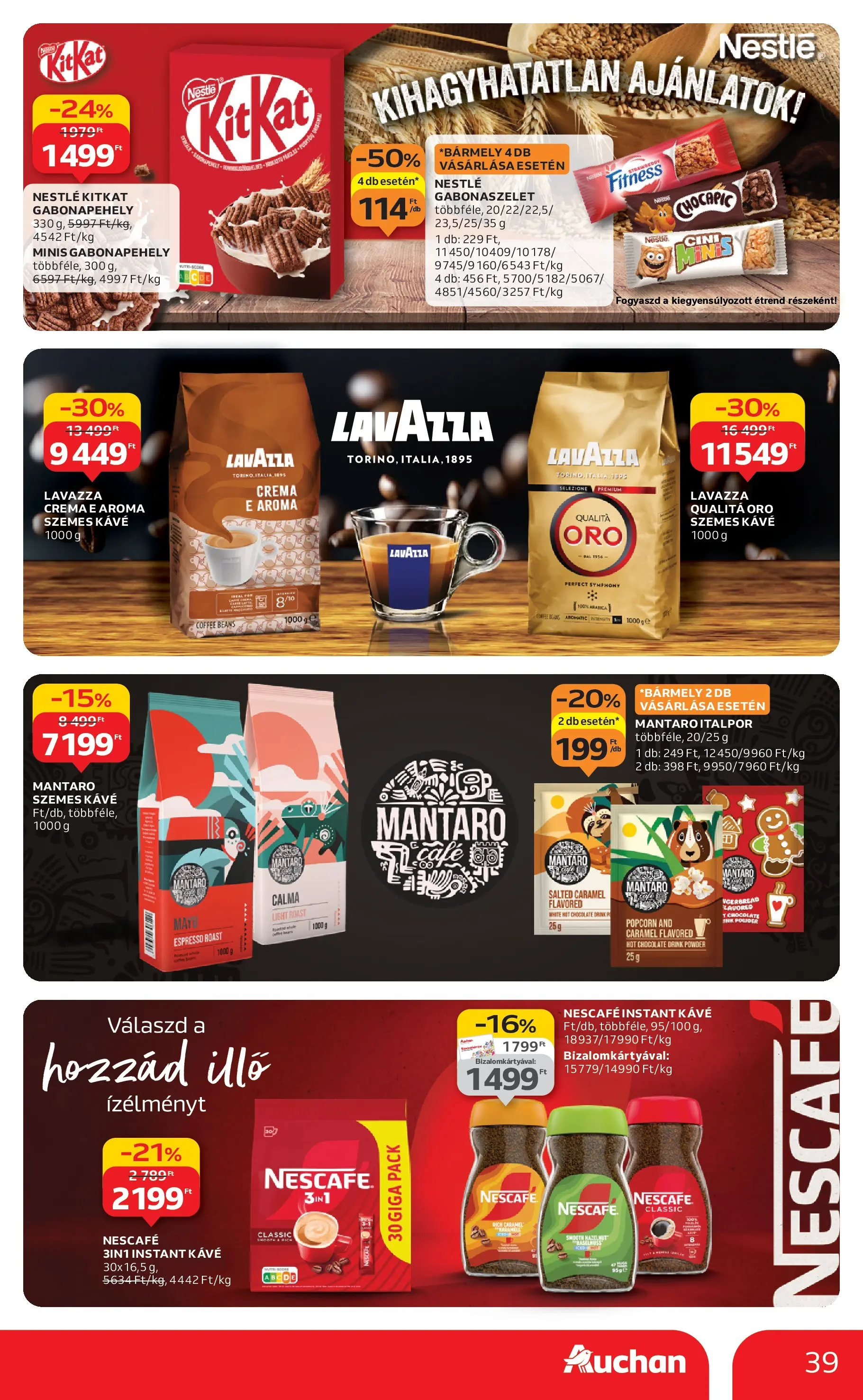 Akciós újság új Auchan - 2025.12.03. -tól/töl ⏳ | Oldal: 39 | Termékek: Gabonapehely, Popcorn, Szemes kávé, Italpor Auchan - Auchan újság érvényessége 12.10.-ig - 2025.12.03. -tól/töl > akció, lapozható szórólap 🛍️ | Oldal: 39 | Termékek: Gabonapehely, Popcorn, Szemes kávé, Italpor