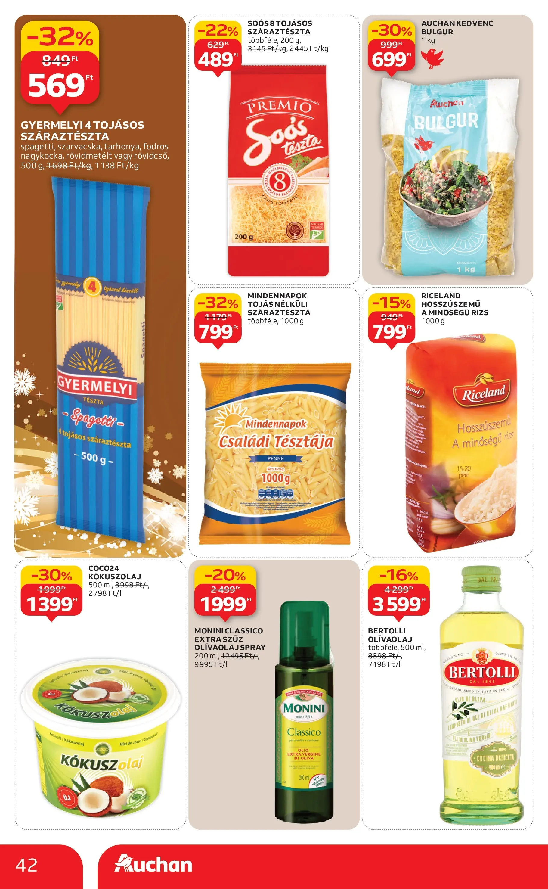 Akciós újság új Auchan - 2025.12.03. -tól/töl ⏳ | Oldal: 42 | Termékek: Spagetti, Kókuszolaj, Tészta, Olívaolaj Auchan - Auchan újság érvényessége 12.10.-ig - 2025.12.03. -tól/töl > akció, lapozható szórólap 🛍️ | Oldal: 42 | Termékek: Spagetti, Kókuszolaj, Tészta, Olívaolaj