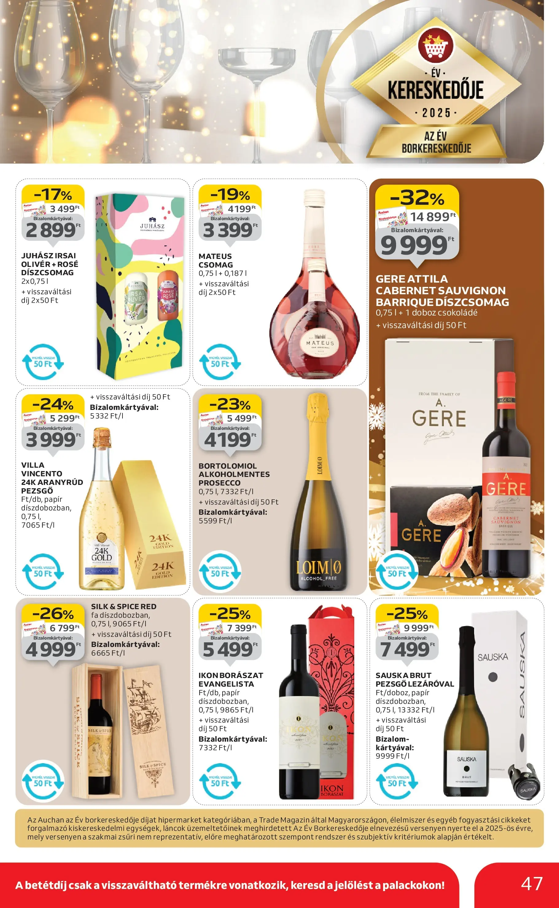 Akciós újság új Auchan - 2025.12.03. -tól/töl ⏳ | Oldal: 47 | Termékek: Pezsgő, Doboz, Csokoládé Auchan - Auchan újság érvényessége 12.10.-ig - 2025.12.03. -tól/töl > akció, lapozható szórólap 🛍️ | Oldal: 47 | Termékek: Pezsgő, Doboz, Csokoládé