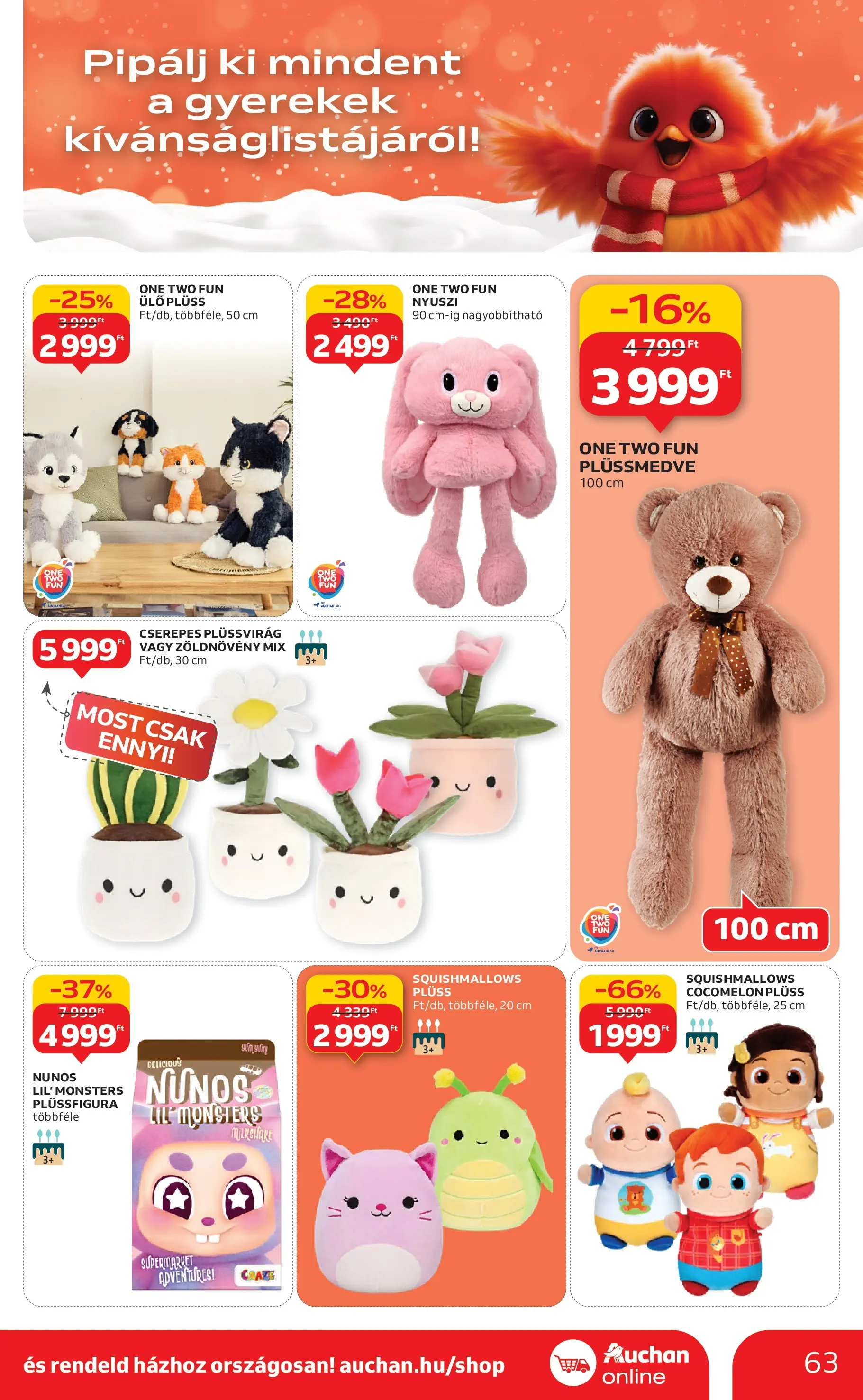 Akciós újság új Auchan - 2025.12.03. -tól/töl ⏳ | Oldal: 63 | Termékek: Plüss Auchan - Auchan újság érvényessége 12.10.-ig - 2025.12.03. -tól/töl > akció, lapozható szórólap 🛍️ | Oldal: 63 | Termékek: Plüss