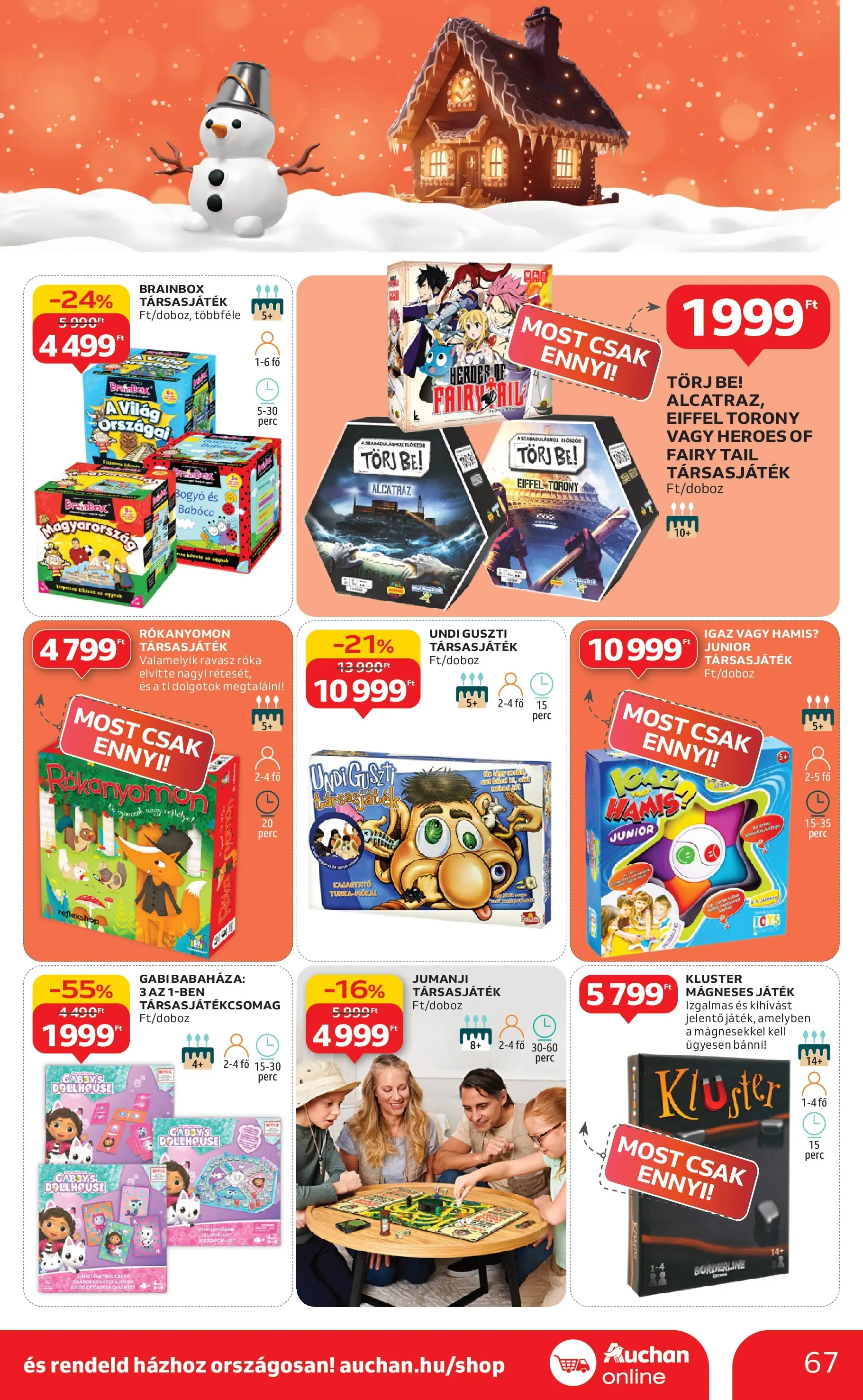 Akciós újság új Auchan - 2025.12.03. -tól/töl ⏳ | Oldal: 67 | Termékek: Játék, Társasjáték Auchan - Auchan újság érvényessége 12.10.-ig - 2025.12.03. -tól/töl > akció, lapozható szórólap 🛍️ | Oldal: 67 | Termékek: Játék, Társasjáték