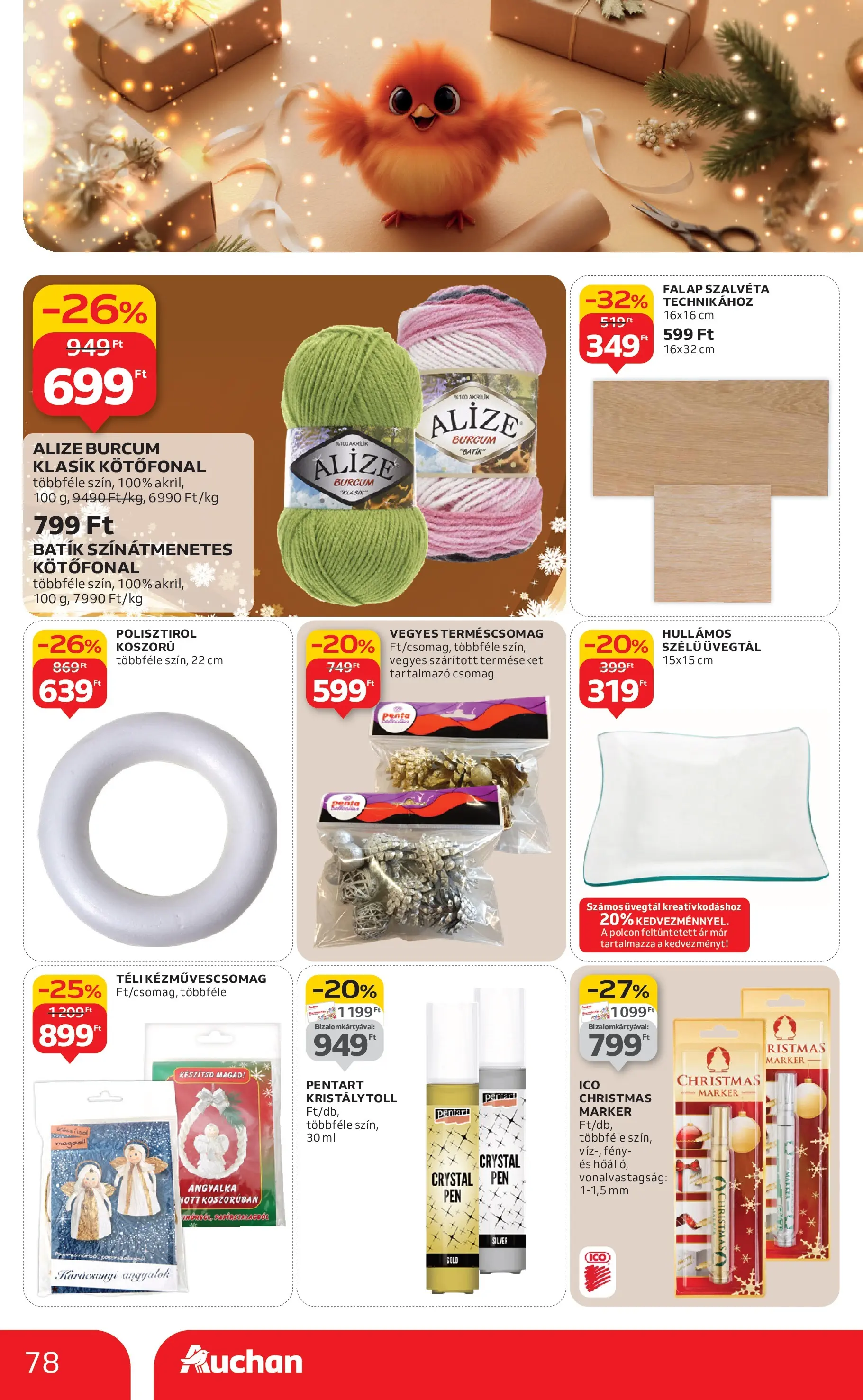 Akciós újság új Auchan - 2025.12.03. -tól/töl ⏳ | Oldal: 78 | Termékek: Koszorú Auchan - Auchan újság érvényessége 12.10.-ig - 2025.12.03. -tól/töl > akció, lapozható szórólap 🛍️ | Oldal: 78 | Termékek: Koszorú