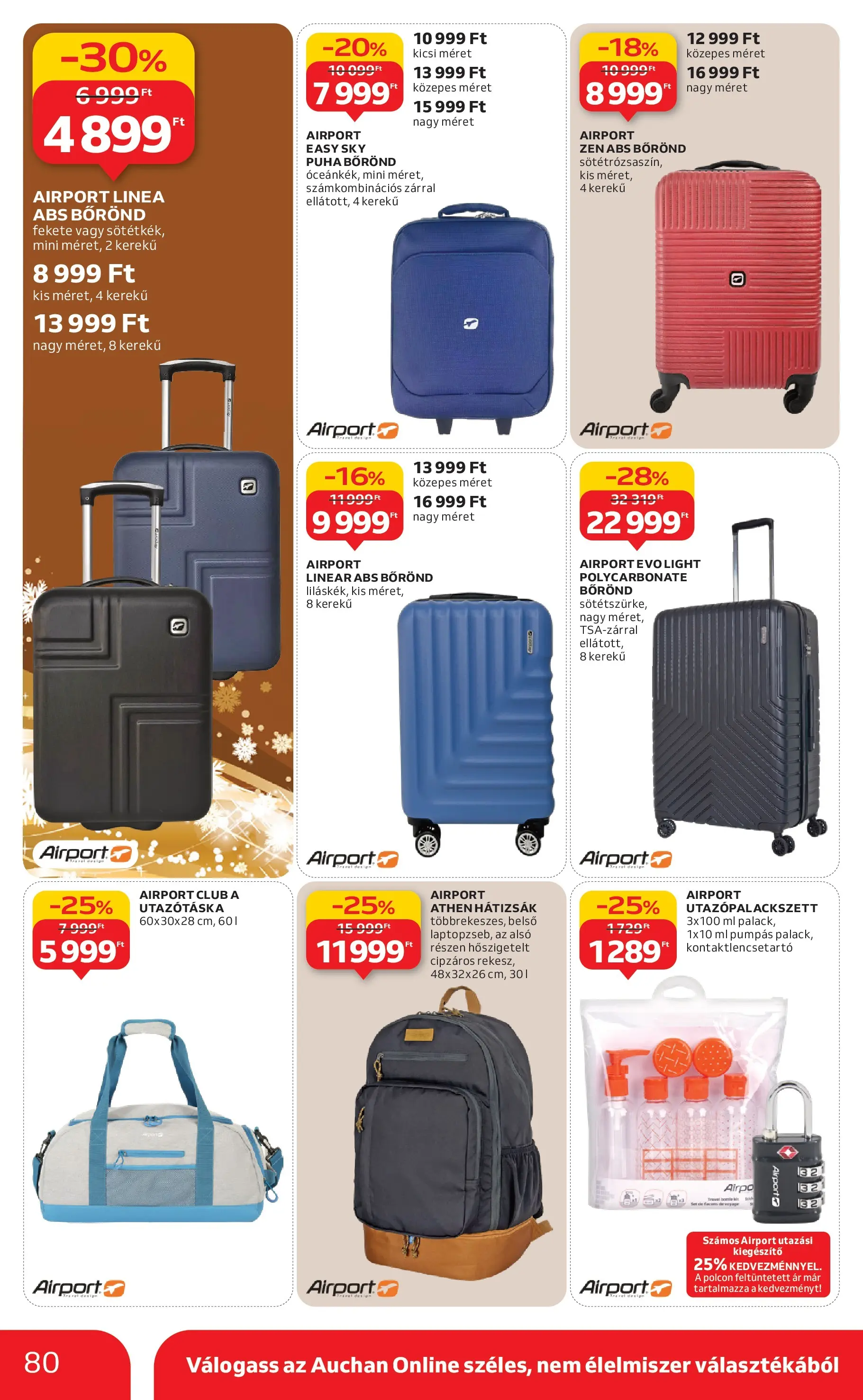 Akciós újság új Auchan - 2025.12.03. -tól/töl ⏳ | Oldal: 80 | Termékek: Hátizsák, Utazótáska, Bőrönd Auchan - Auchan újság érvényessége 12.10.-ig - 2025.12.03. -tól/töl > akció, lapozható szórólap 🛍️ | Oldal: 80 | Termékek: Hátizsák, Utazótáska, Bőrönd