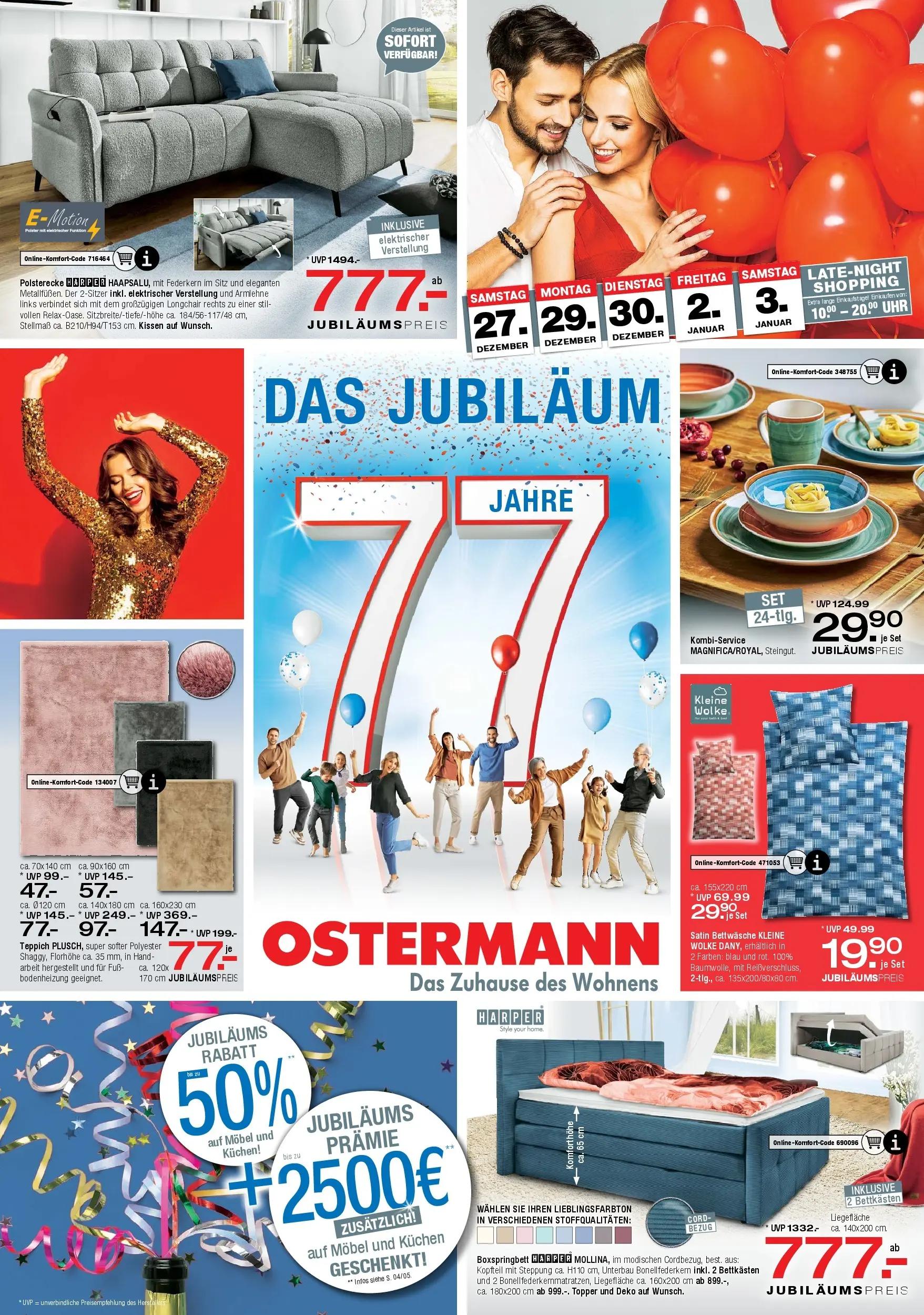 Ostermann - Möbel Ostermann: Neue Möbel wirken Wunder. (ab 05.12.2025) zum Blättern | Seite: 1 | Produkte: Kissen, Boxspringbett, Topper, Uhr