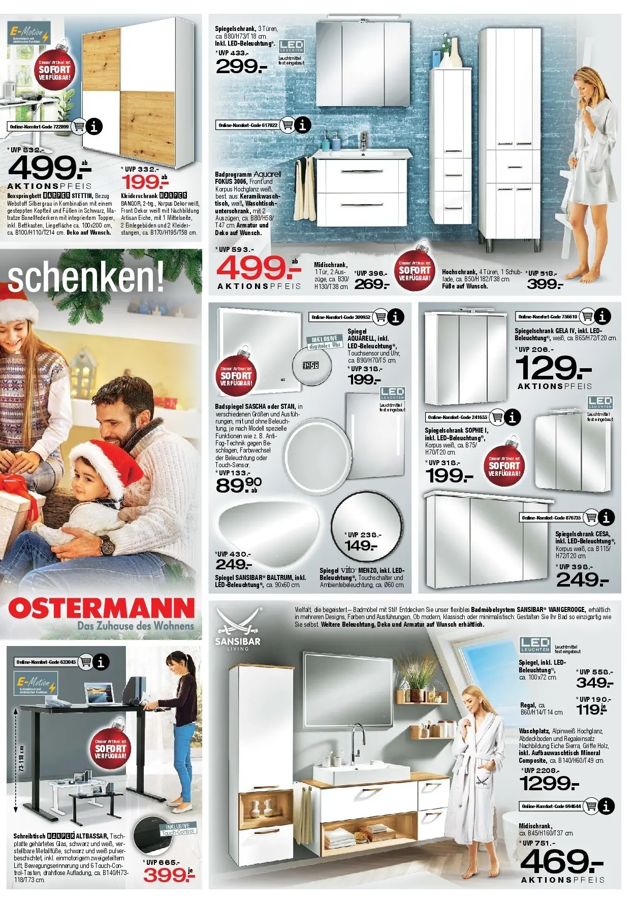 Ostermann - Möbel Ostermann: Neue Möbel wirken Wunder. (ab 26.12.2025) zum Blättern | Seite: 22 | Produkte: Boxspringbett, Armatur, Waschtisch, Spiegelschrank