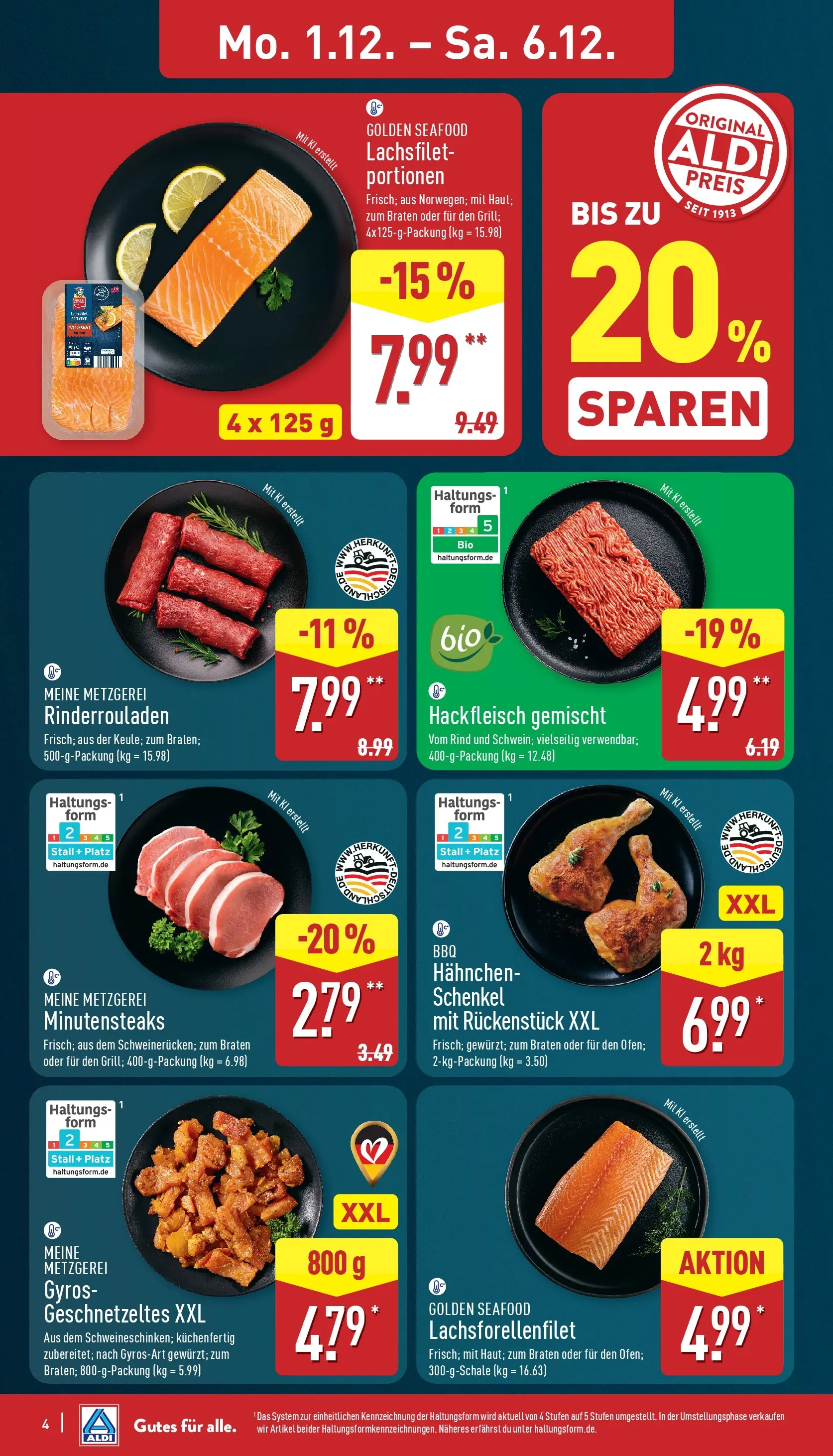 Aldi - ALDI Nord: Wochenangebote (ab 30.11.2025) » Angebote Online | Seite: 4 | Produkte: Rinderrouladen, Hahnchen, Gyros, Hackfleisch