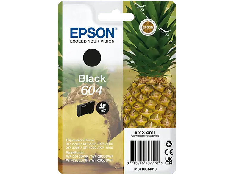EPSON Ananas, 604, Schwarz, C13T10G14010; Tinte