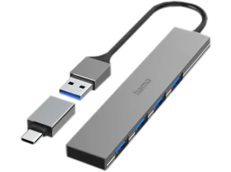 HAMA USB-Hub, 4x USB 3.2 Gen1, USB-C Adapter, Anthrazit