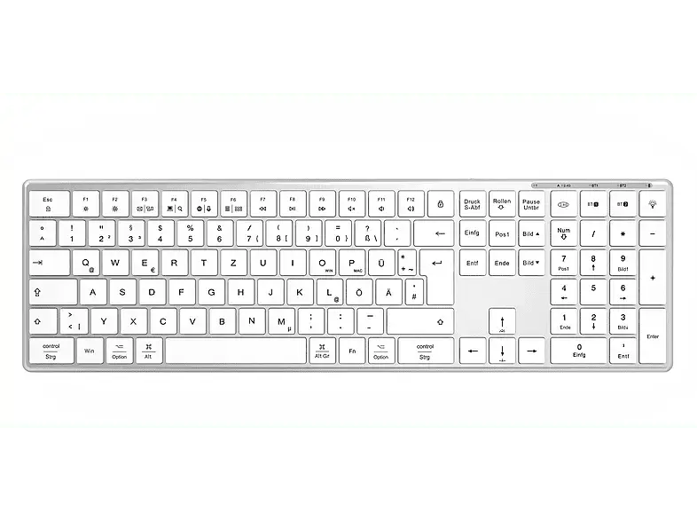 ISY IKE-7200-WT Kabellose Dual Mode Pro Tastatur, Bluetooth, Full-Size, wei&szlig;; Kabellose Tastatur