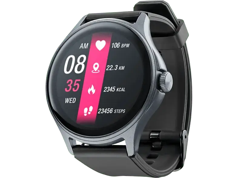 Cellular Line Smartwatch ION pro Round f&uuml;r bluetoothf&auml;hige Ger&auml;te, Schwarz