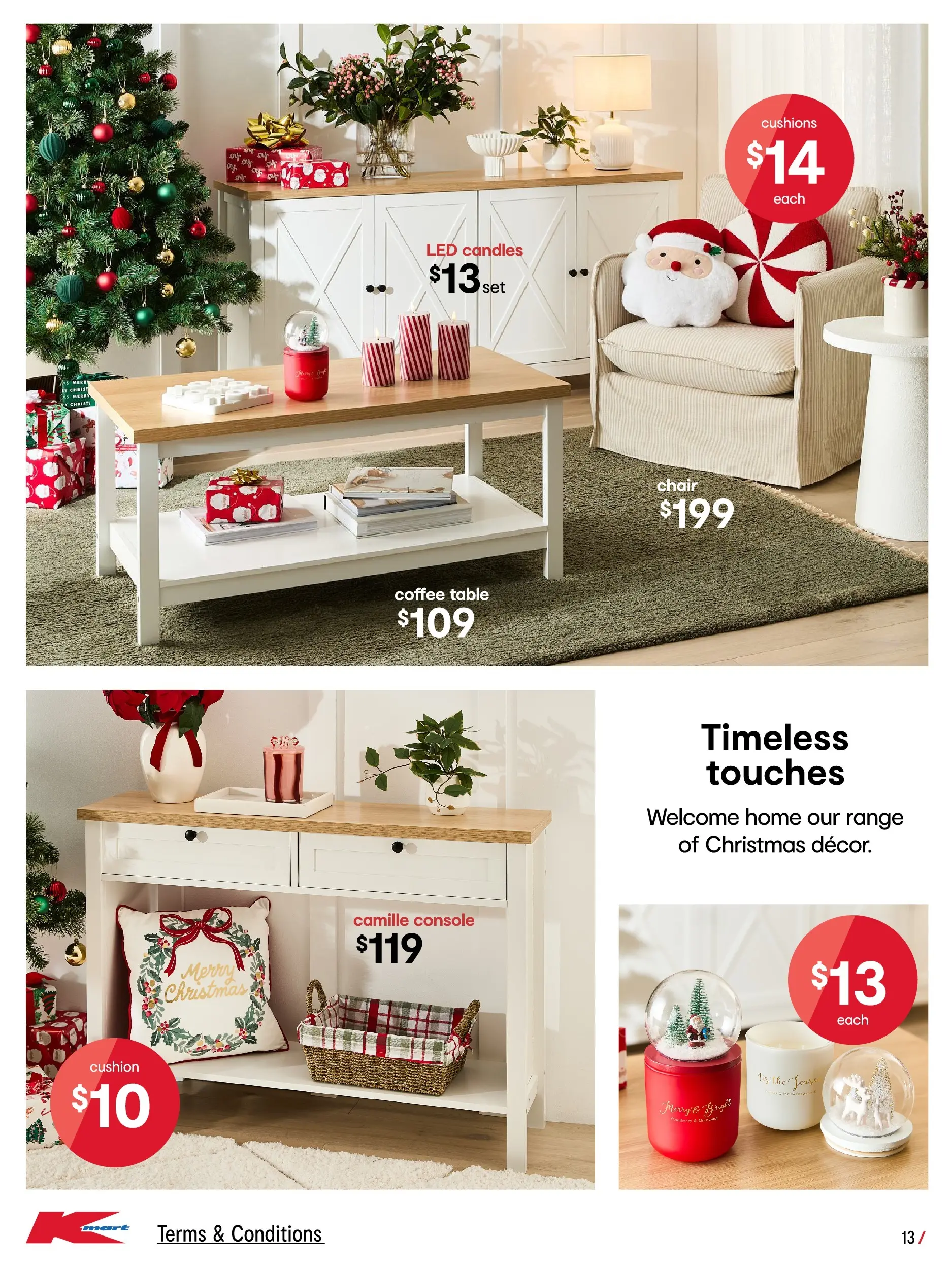 ﻿﻿Kmart catalogue valid from 03/12/2025 > Online Australia | Page: 13 | Products: Coffee table, Chair, Cushion, Candles