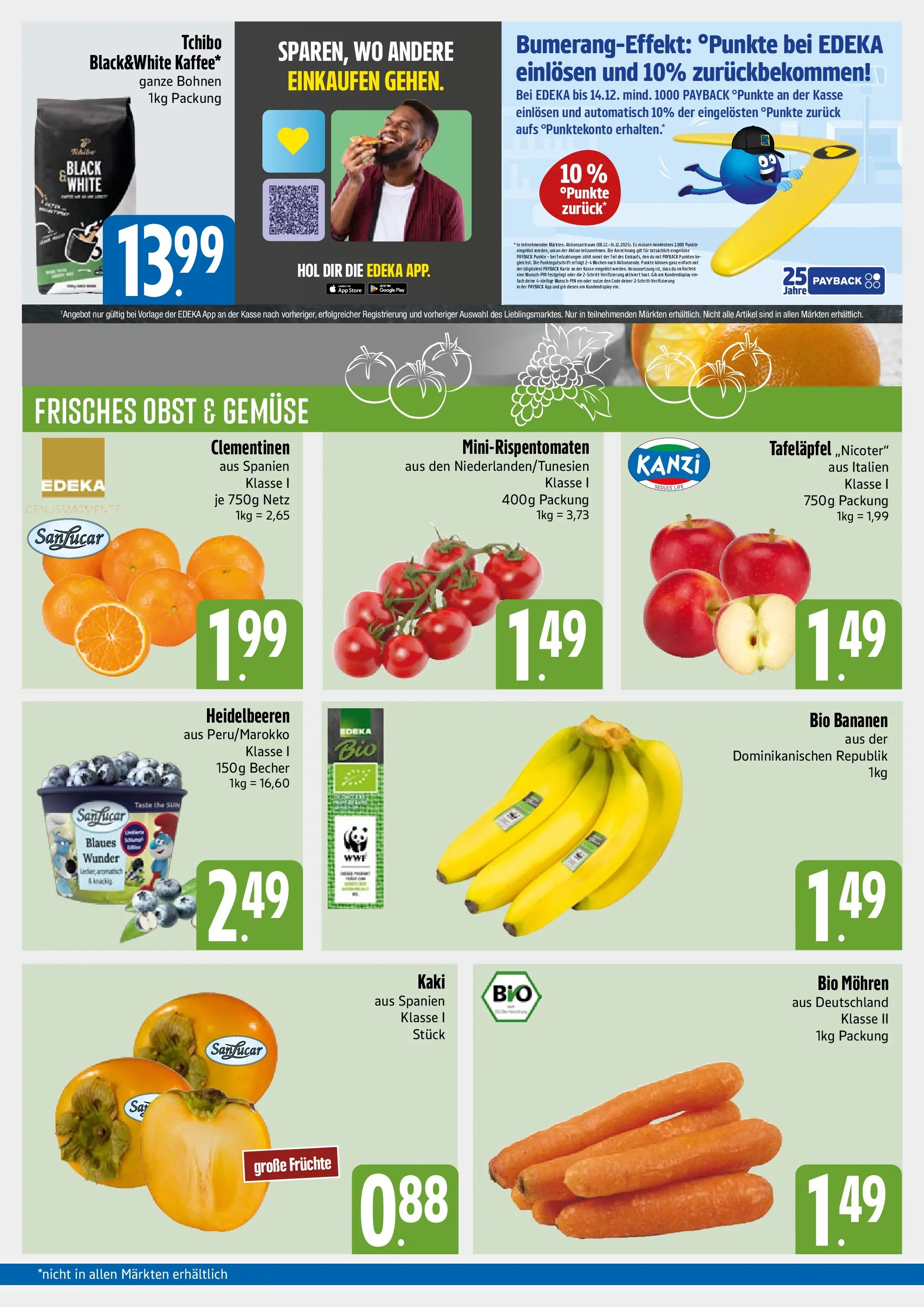 Edeka prospekt München	 (ab 08.12.2025) » Angebote Online | Seite: 3 | Produkte: Bananen, Heidelbeeren, Gemüse, Kaki