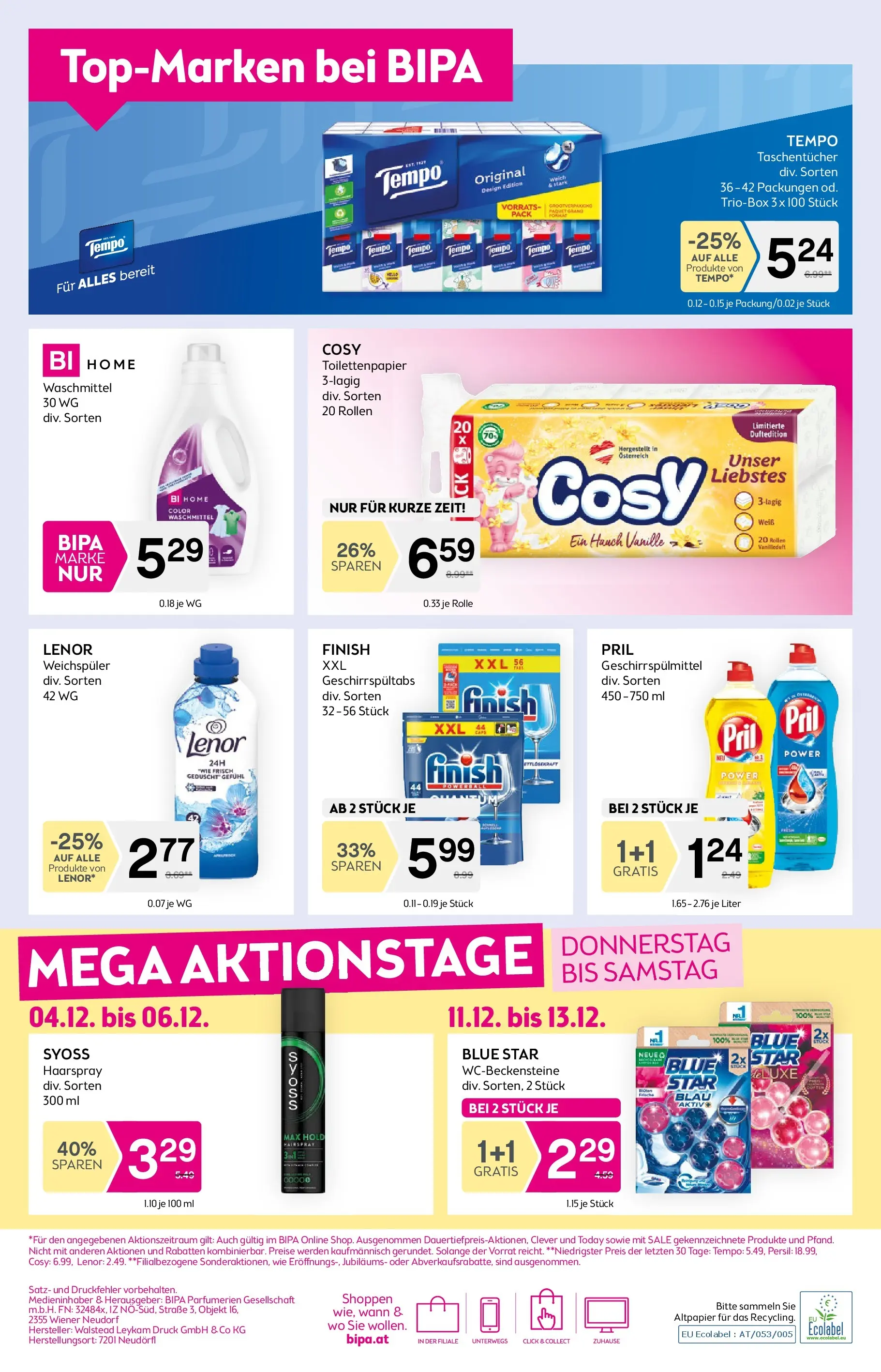 Bipa - BIPA: Flugblatt - gültig bis 17.12.2025 von 03.12.2025 - Aktuelle Angebote | Seite: 14 | Produkte: Geschirrspülmittel, Haarspray, Weichspüler, Waschmittel