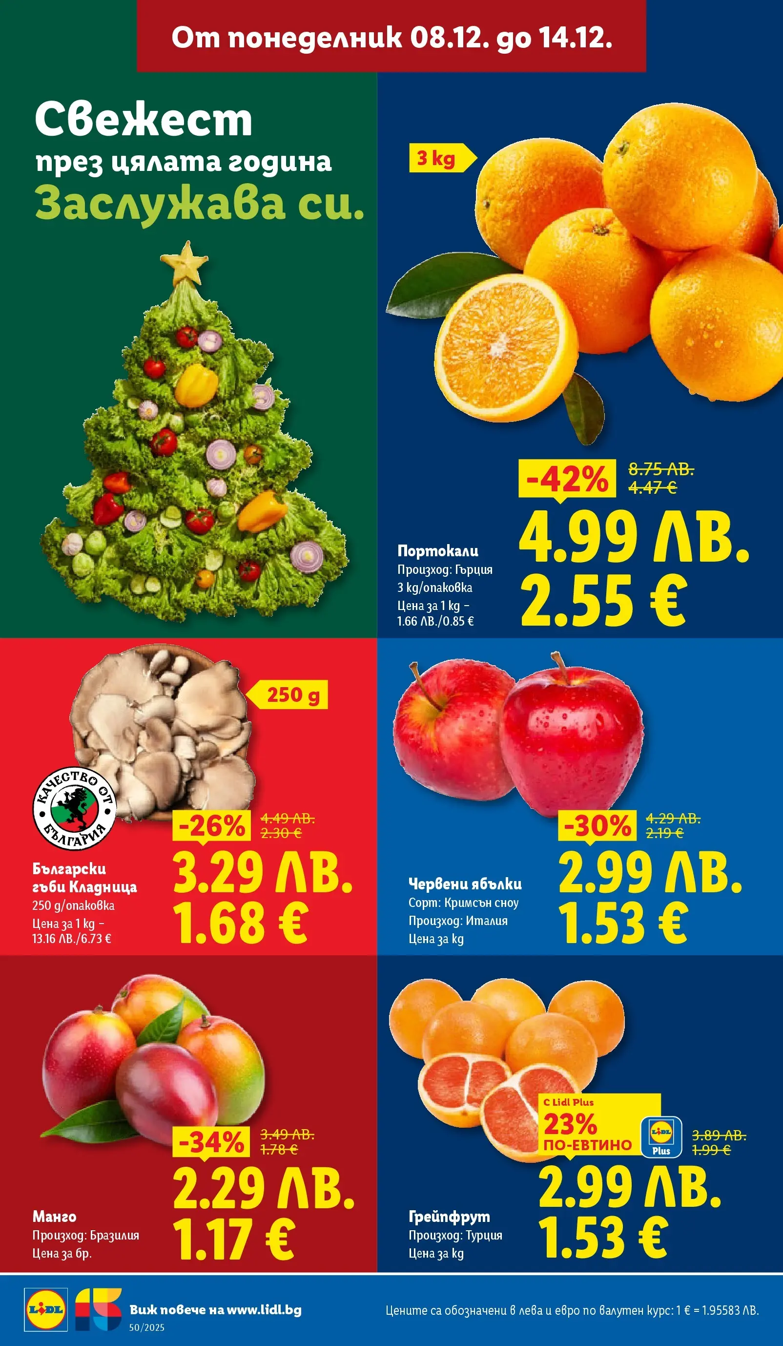 Лидл - Повече от любимото. Заслужава си в ЛИДЛ с предложения до 14.12.2025 от 07.12.2025 | Страница: 4 | Продукти: Манго, Кладница, Портокали, Гъби Лидл - Повече от любимото. Заслужава си в ЛИДЛ с предложения до 14.12.2025 от 07.12.2025 | Страница: 4 | Продукти: Манго, Кладница, Портокали, Гъби