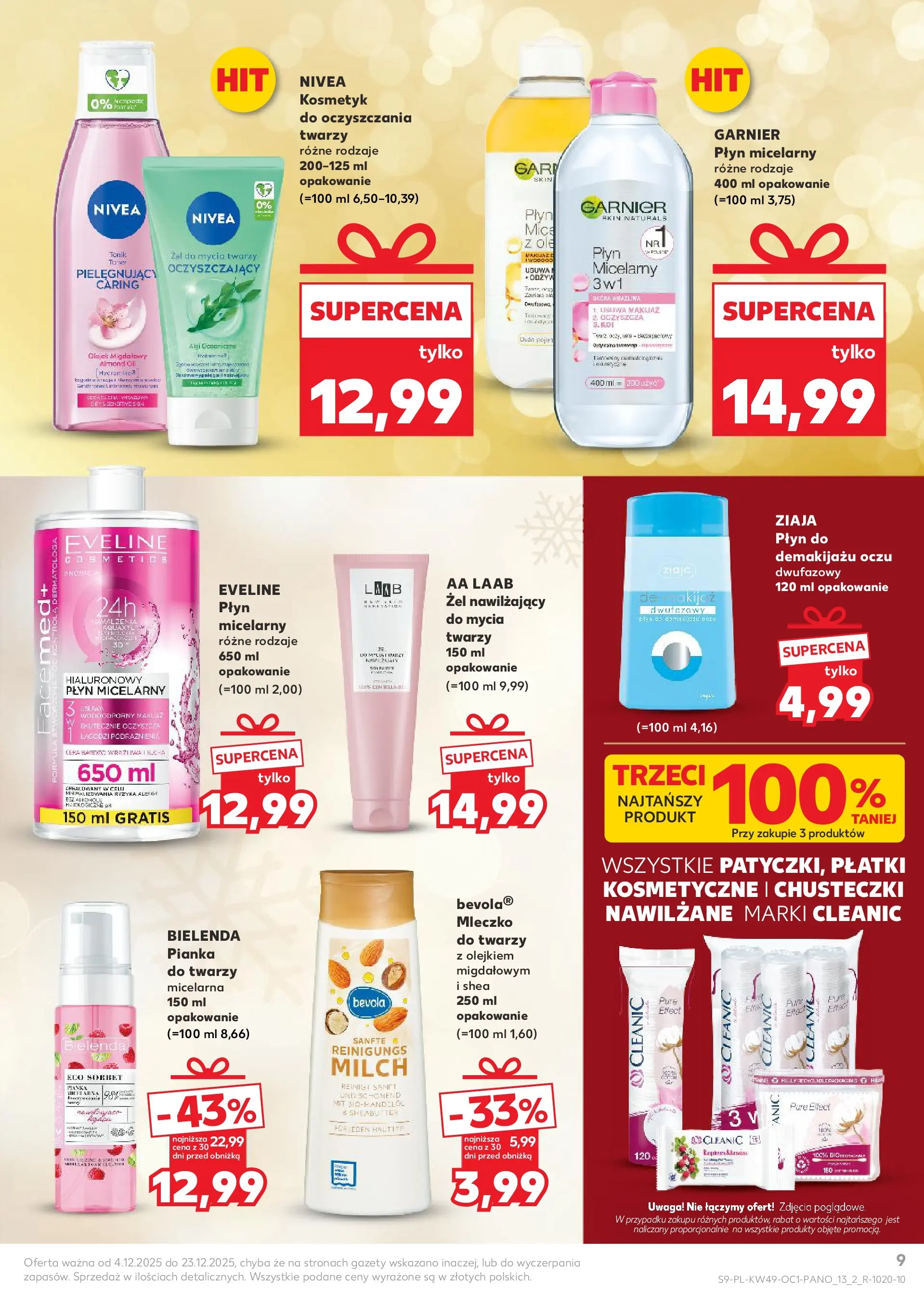 Kaufland gazetka - Drogeria od 04.12.2025 - od jutra PDF | Strona: 9 | Produkty: Toner, Płatki kosmetyczne, Płatki, Tonik