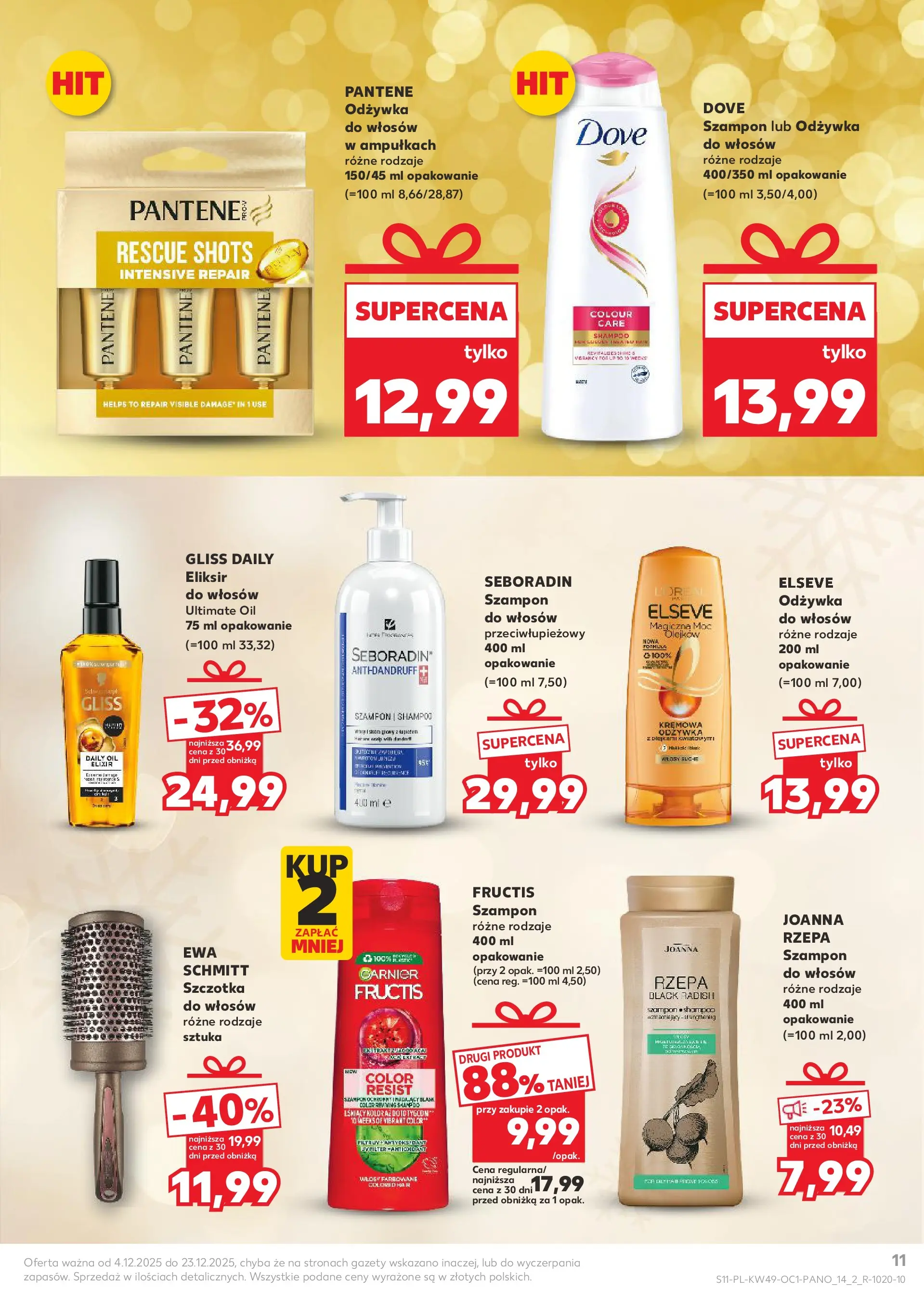 Kaufland gazetka - Drogeria od 04.12.2025 - od jutra PDF | Strona: 11 | Produkty: Szczotka, Szampon, Odżywka